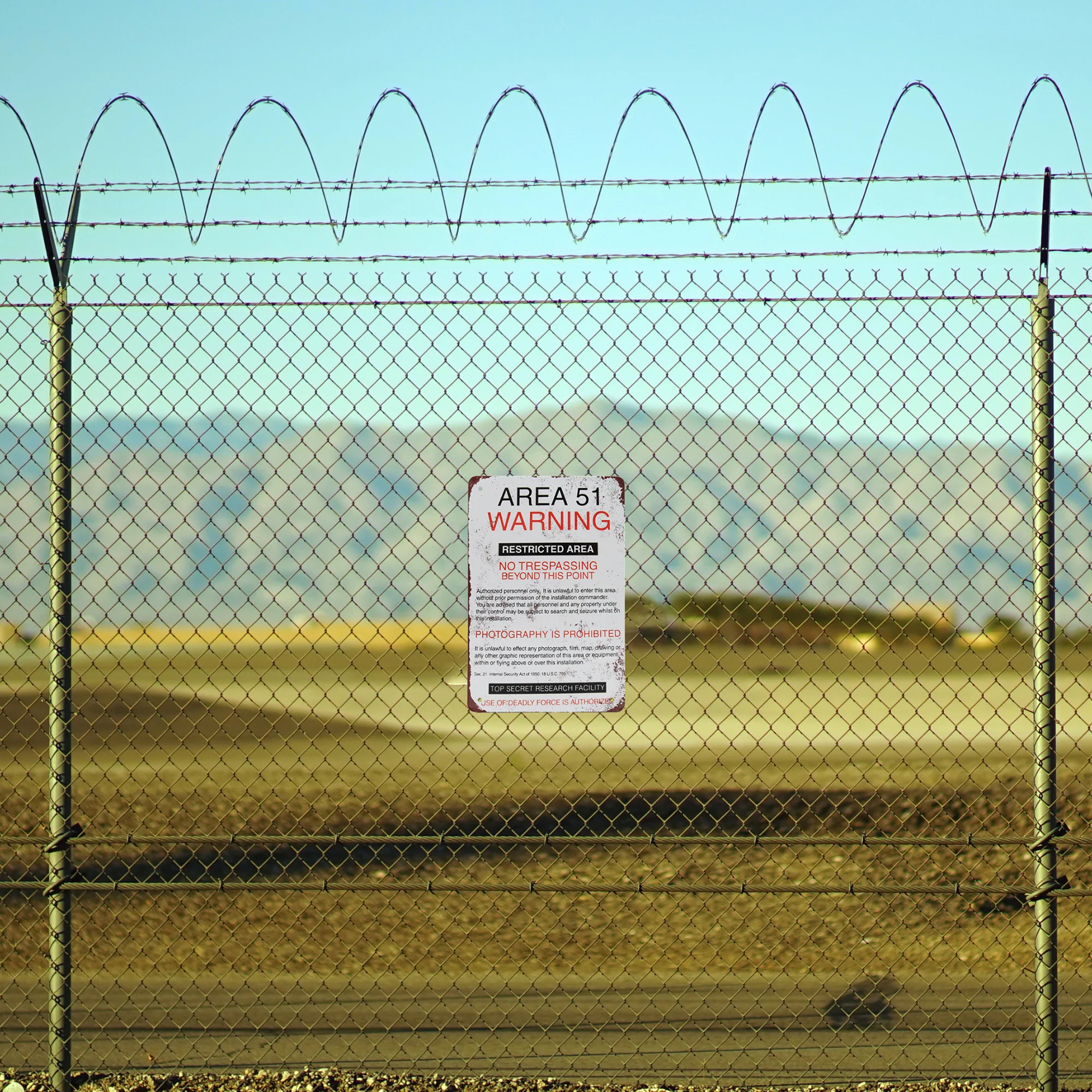 Metal Area 51 Warning Restricted Sign Wall Art Man Cave Halloween Decorations - Image 8