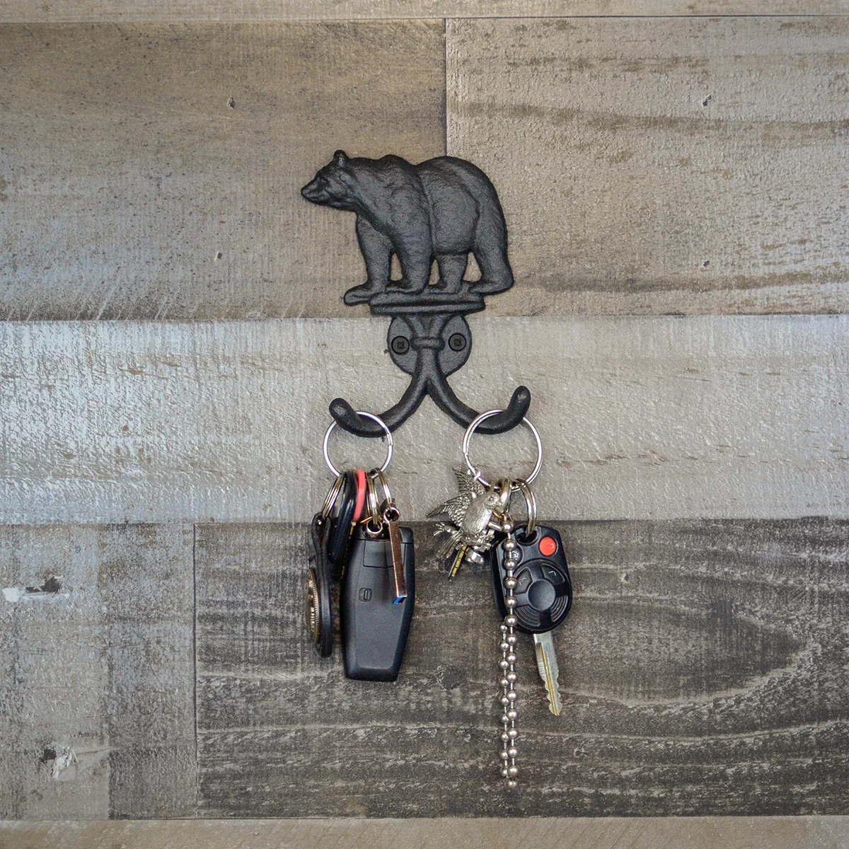 Metal Bear Double Wall Coat Hat Key Rack Holder 2 Hook Storage Hanger Home Decor - Image 3