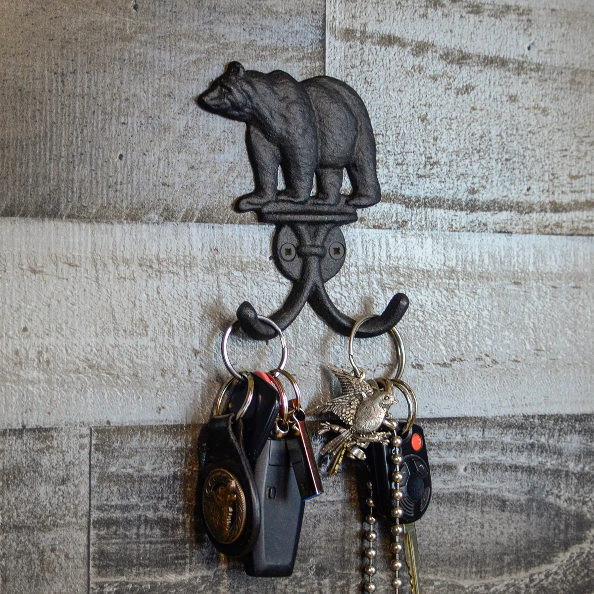 Metal Bear Double Wall Coat Hat Key Rack Holder 2 Hook Storage Hanger Home Decor - Image 4