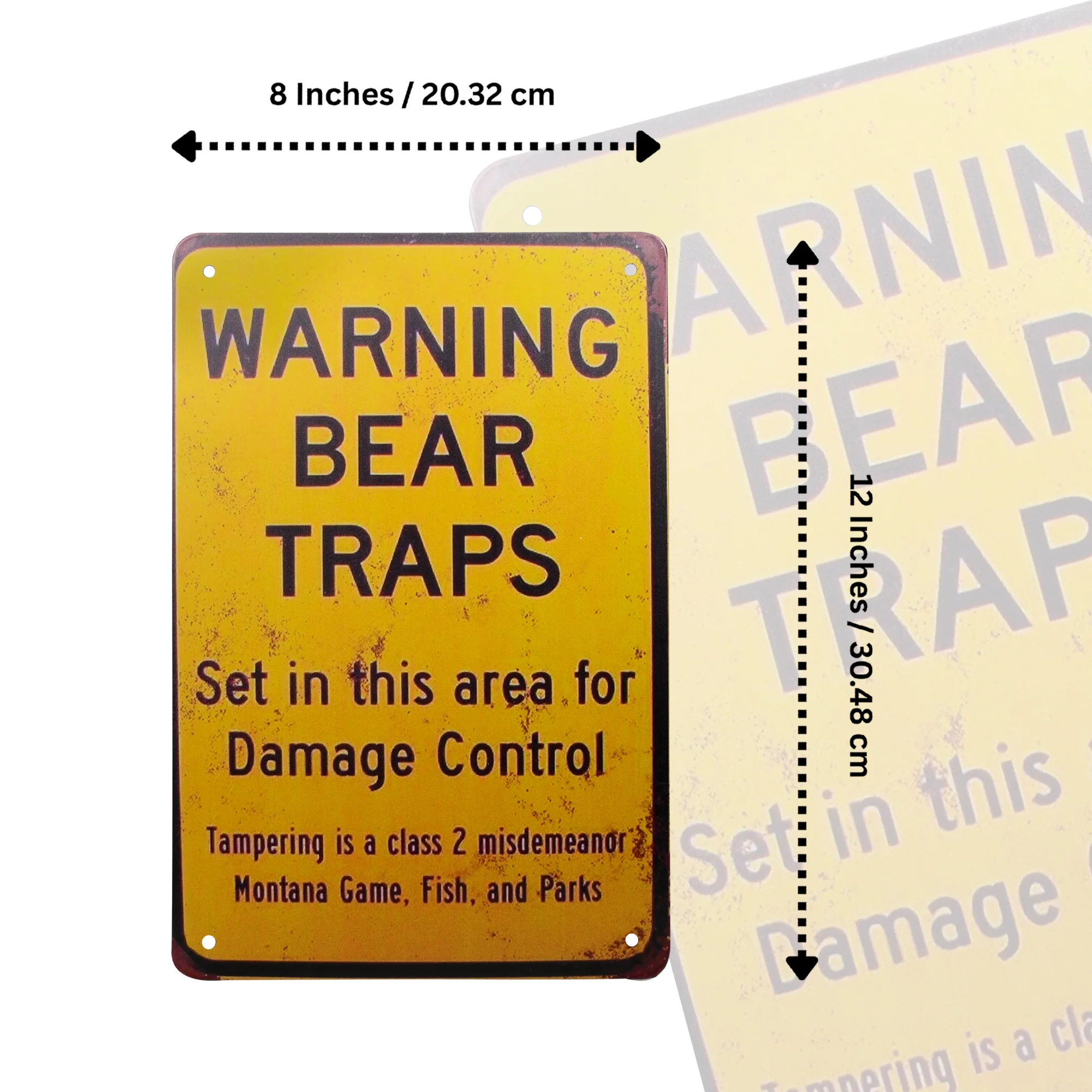 Bear Traps Warning Sign Outdoor Yard Decor Metal Wall Art Hunting Gifts for Men - Image 6