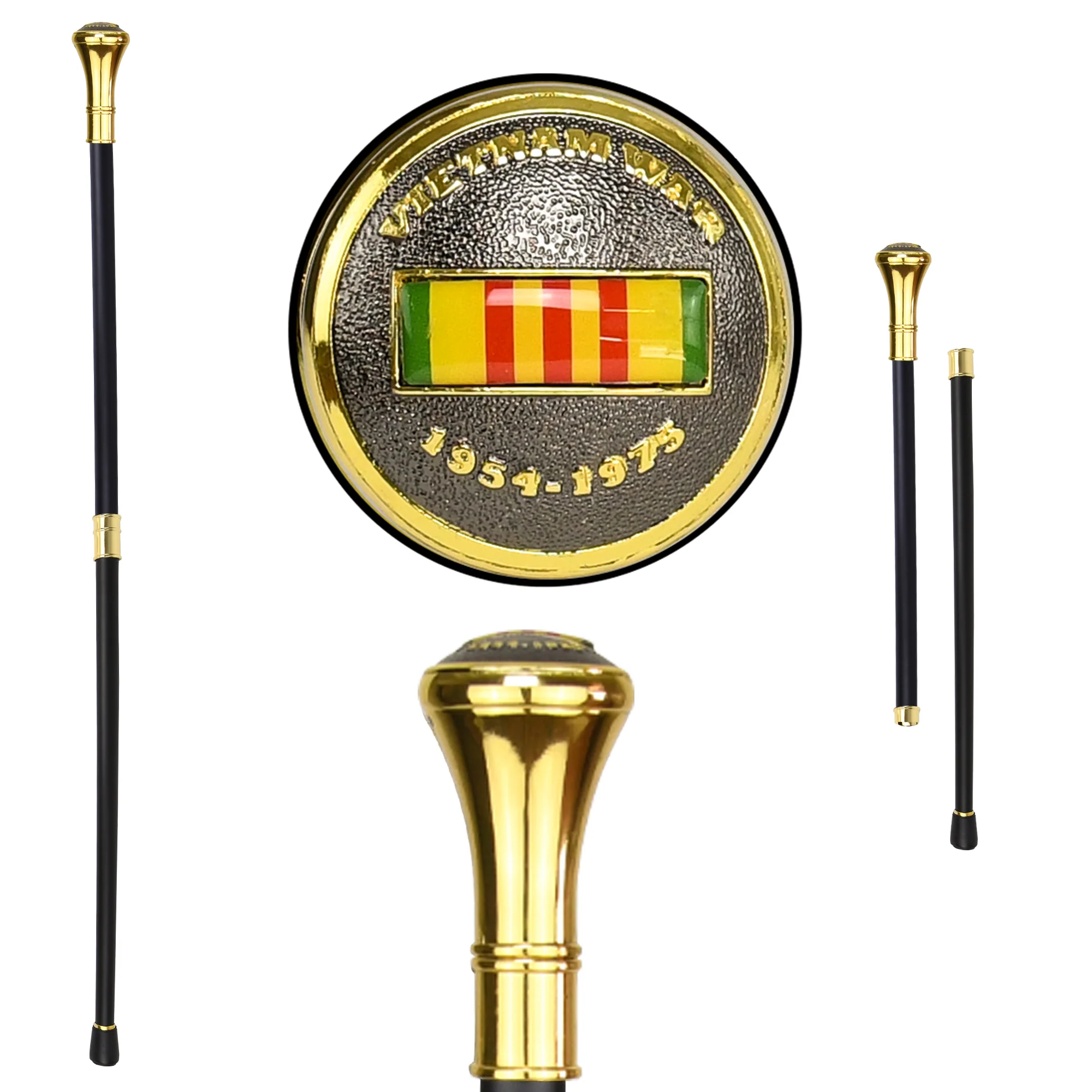 Walking Stick Vietnam War Gold Ribbon Cane Travel Canes for Men, Women, Seniors