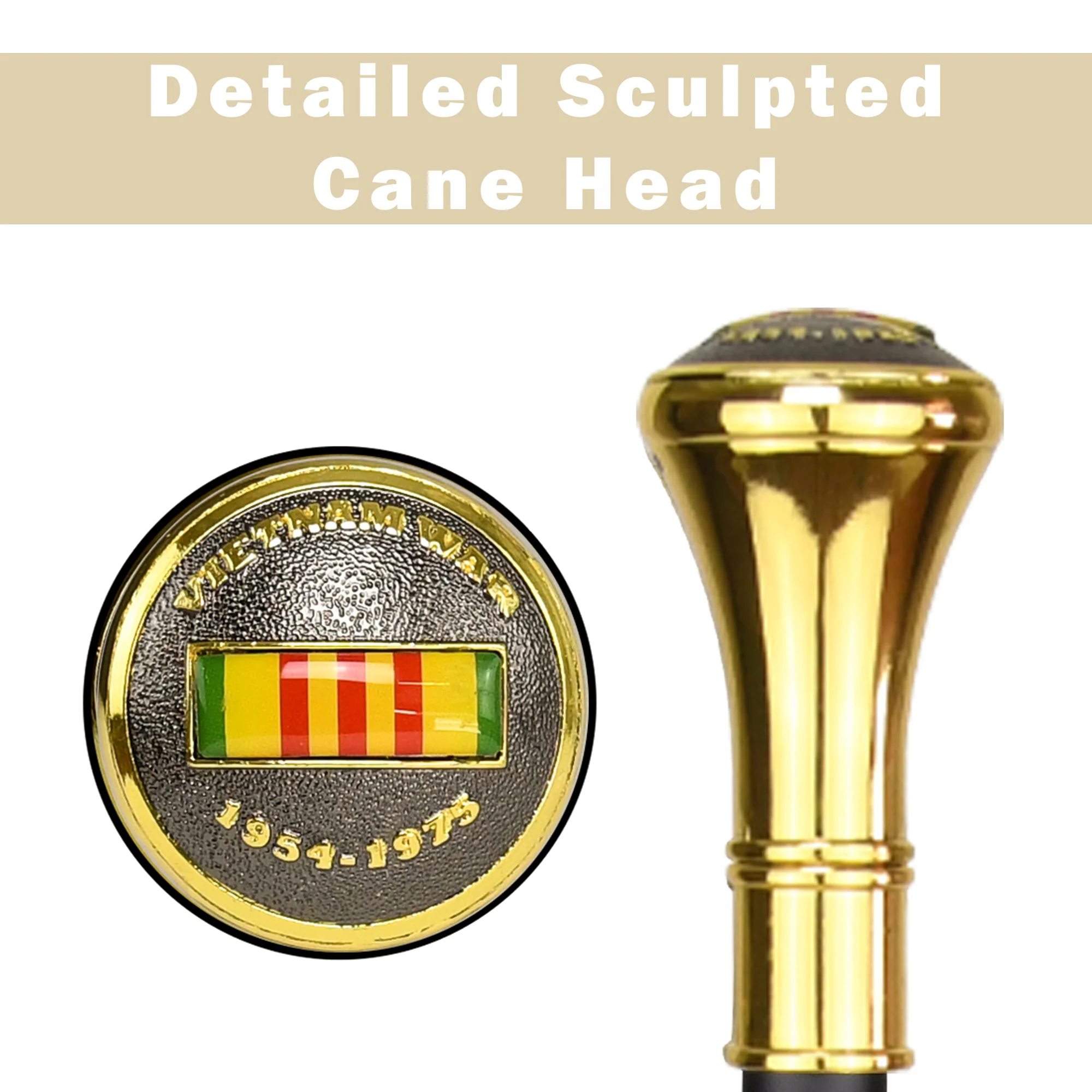 Walking Stick Vietnam War Gold Ribbon Cane Travel Canes for Men, Women, Seniors - Image 6