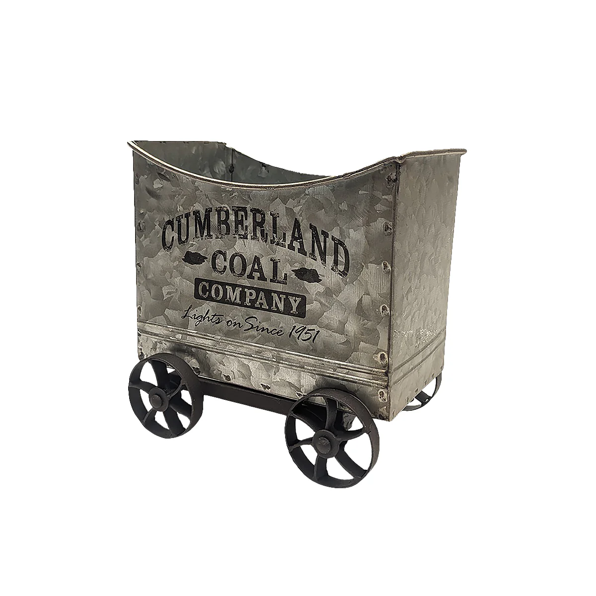 Metal Coal Mine Car Indoor Railroad Train Cart Christmas Decorations Home Decor