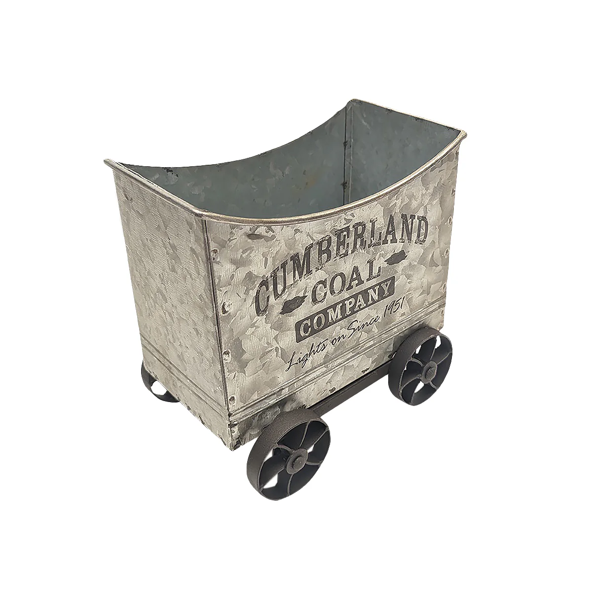 Metal Coal Mine Car Indoor Railroad Train Cart Christmas Decorations Home Decor - Image 2