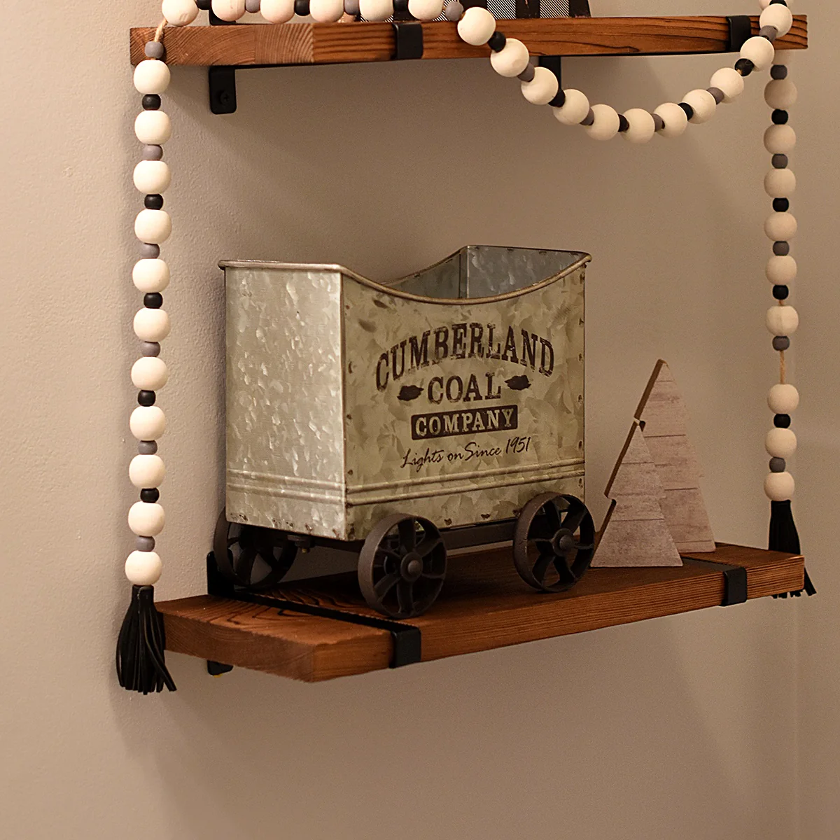 Metal Coal Mine Car Indoor Railroad Train Cart Christmas Decorations Home Decor - Image 4