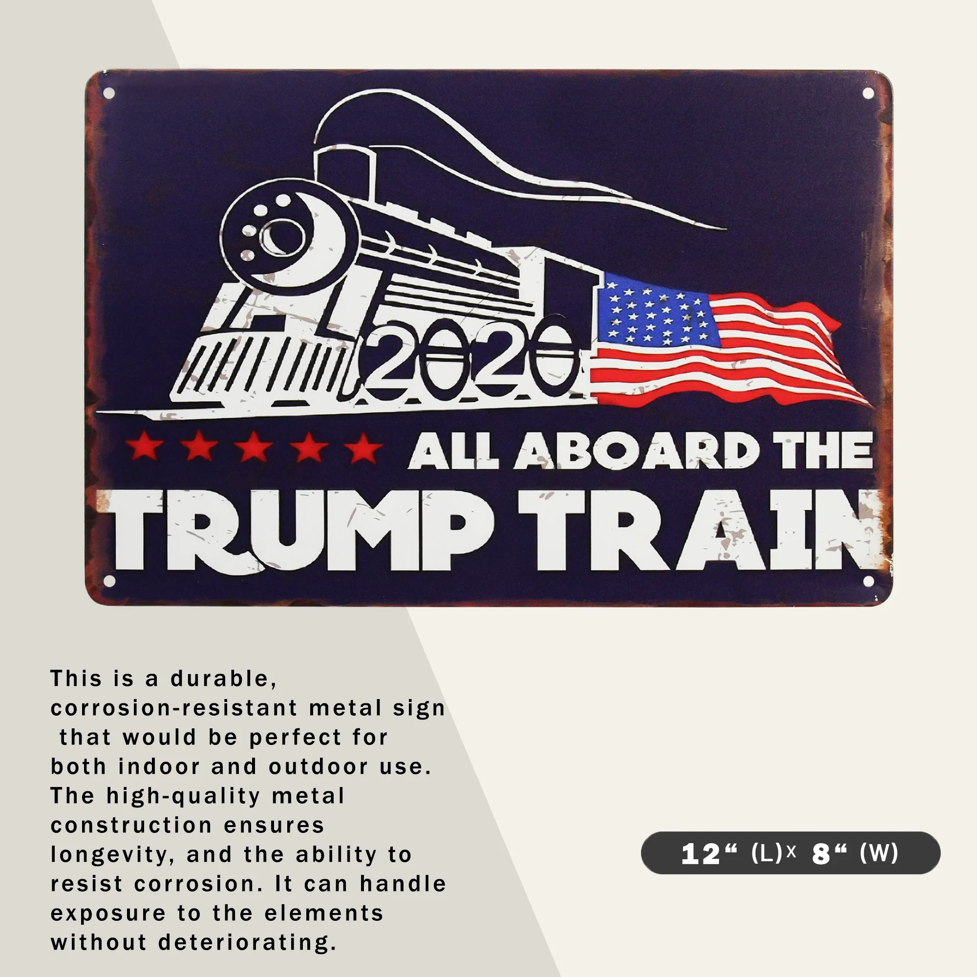 Trump Train Metal Sign Man Cave, Garage Gifts for Dad American Flag Wall Decor - Image 2