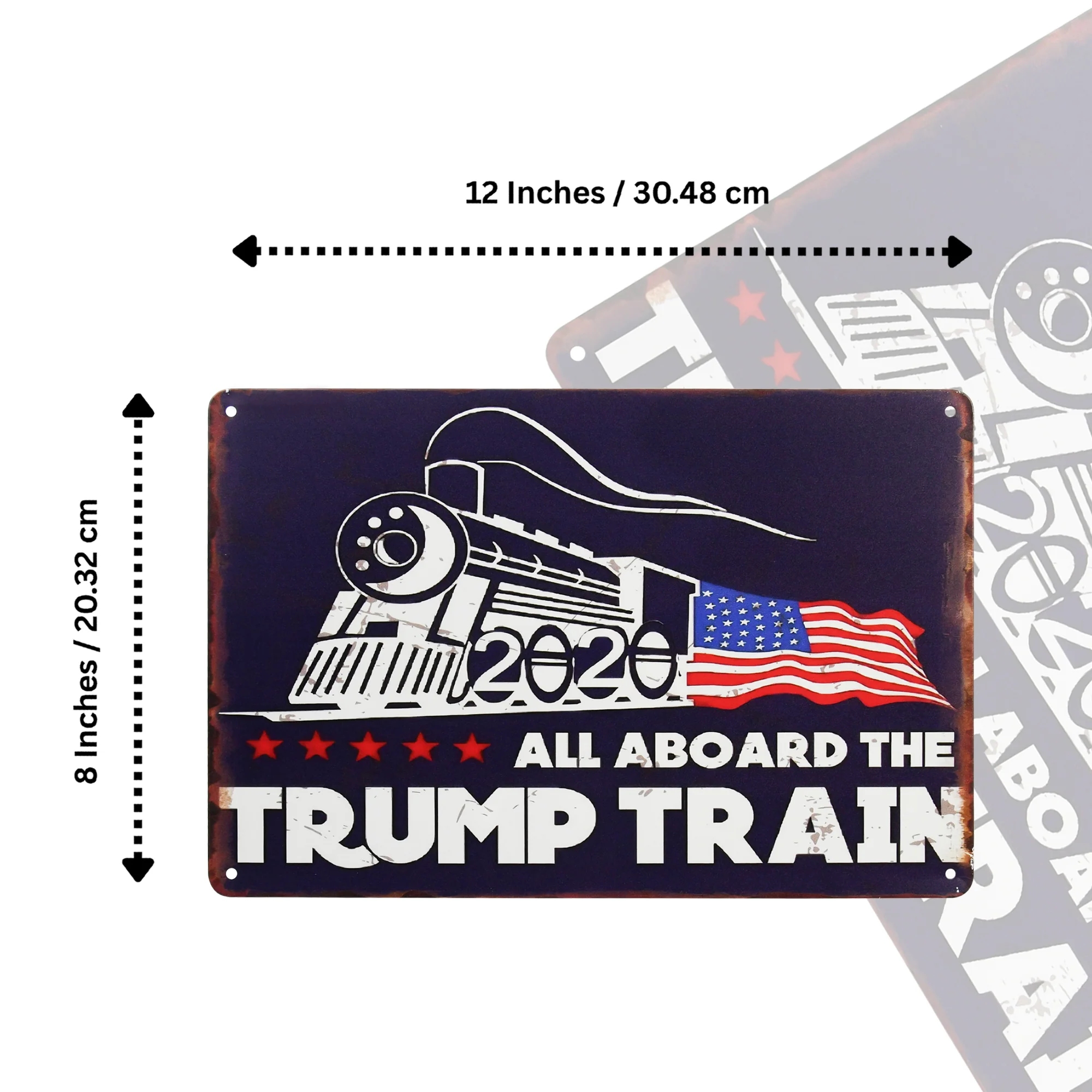 Trump Train Metal Sign Man Cave, Garage Gifts for Dad American Flag Wall Decor - Image 5
