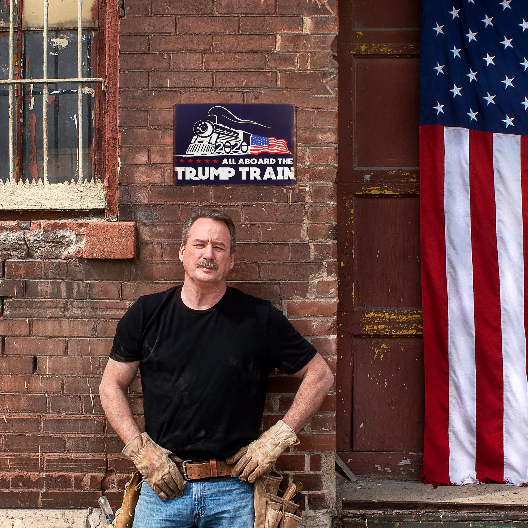 Trump Train Metal Sign Man Cave, Garage Gifts for Dad American Flag Wall Decor - Image 6