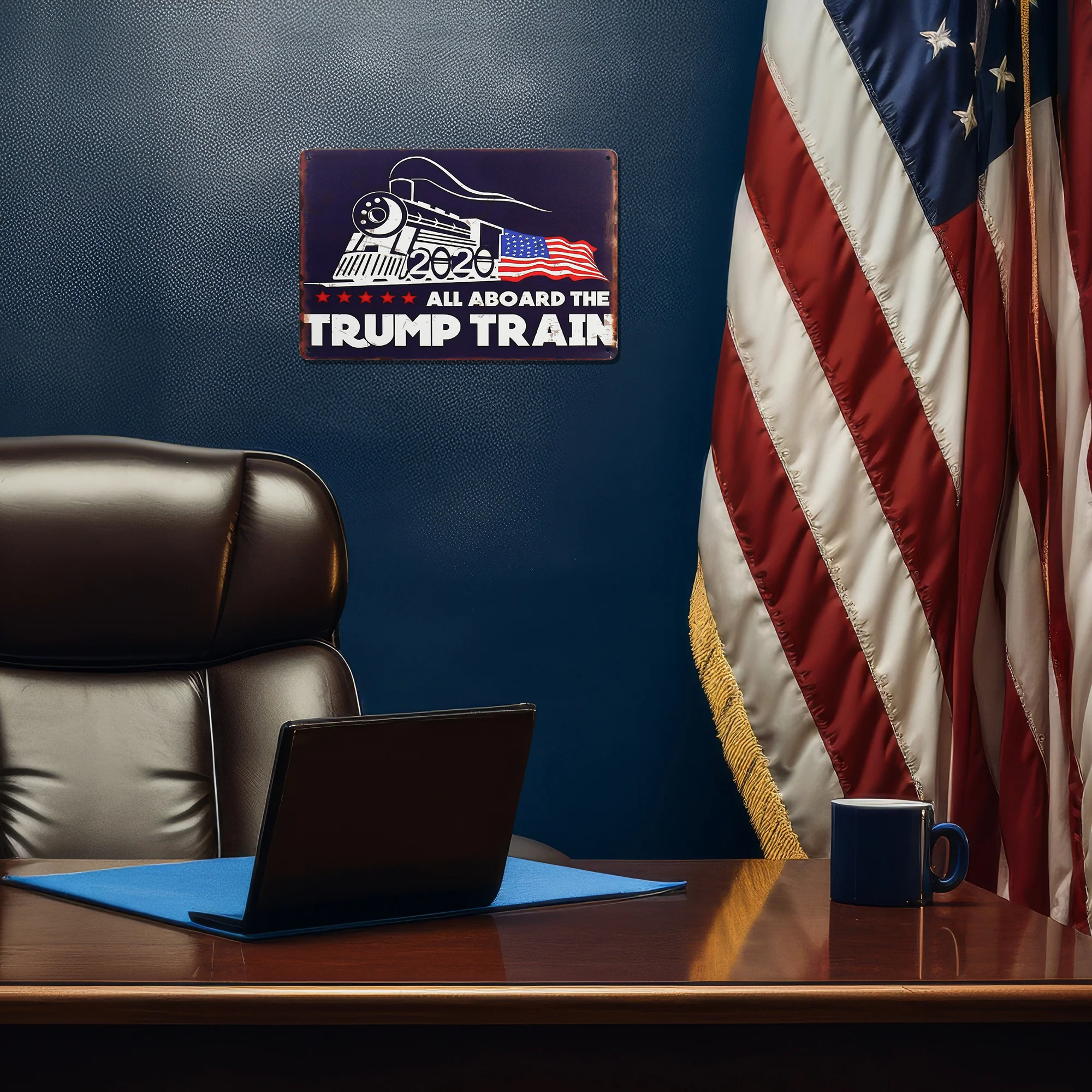 Trump Train Metal Sign Man Cave, Garage Gifts for Dad American Flag Wall Decor - Image 7
