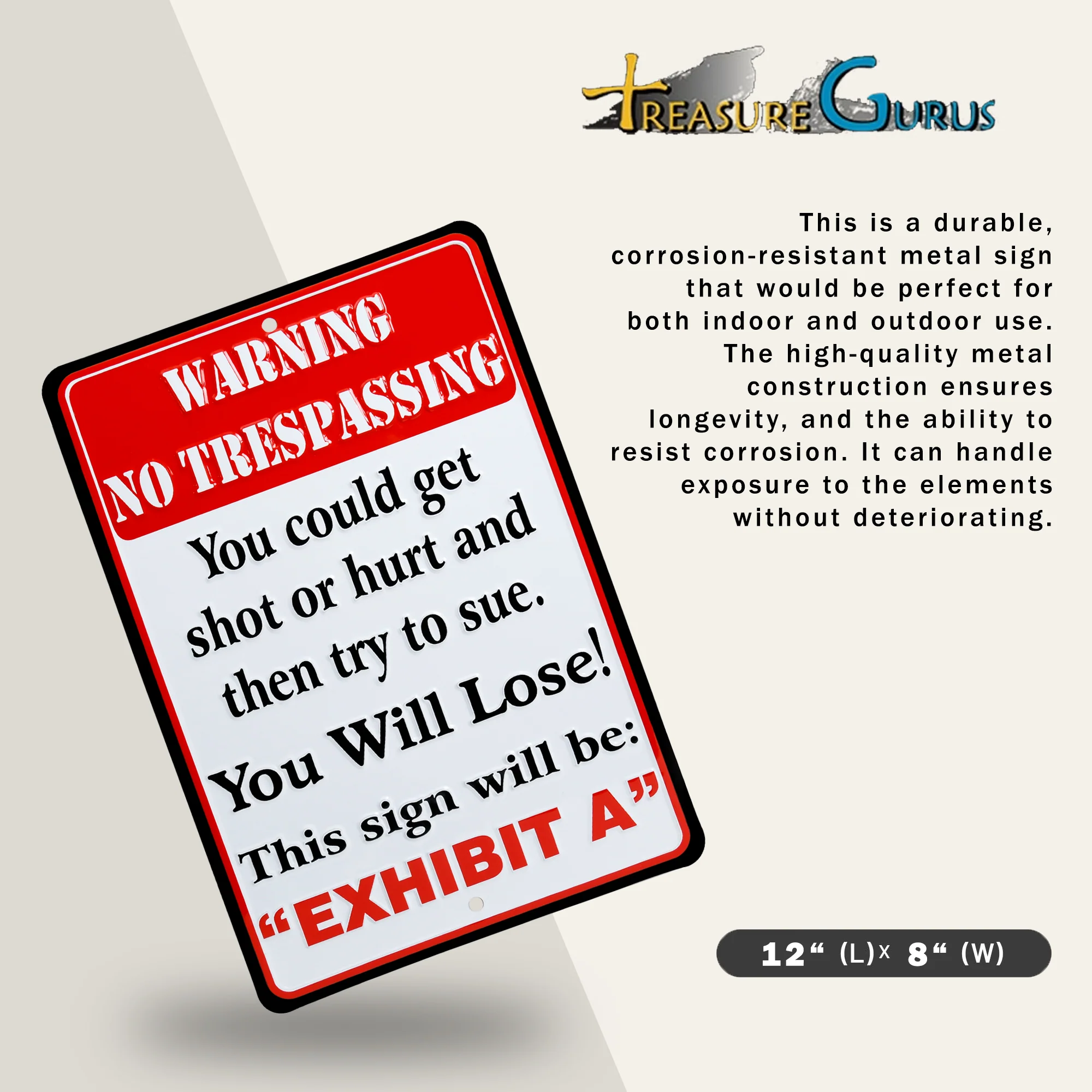 Metal No Trespassing You Could Get Shot Funny Sign Man Cave Posted Room Decor Ad - Image 3