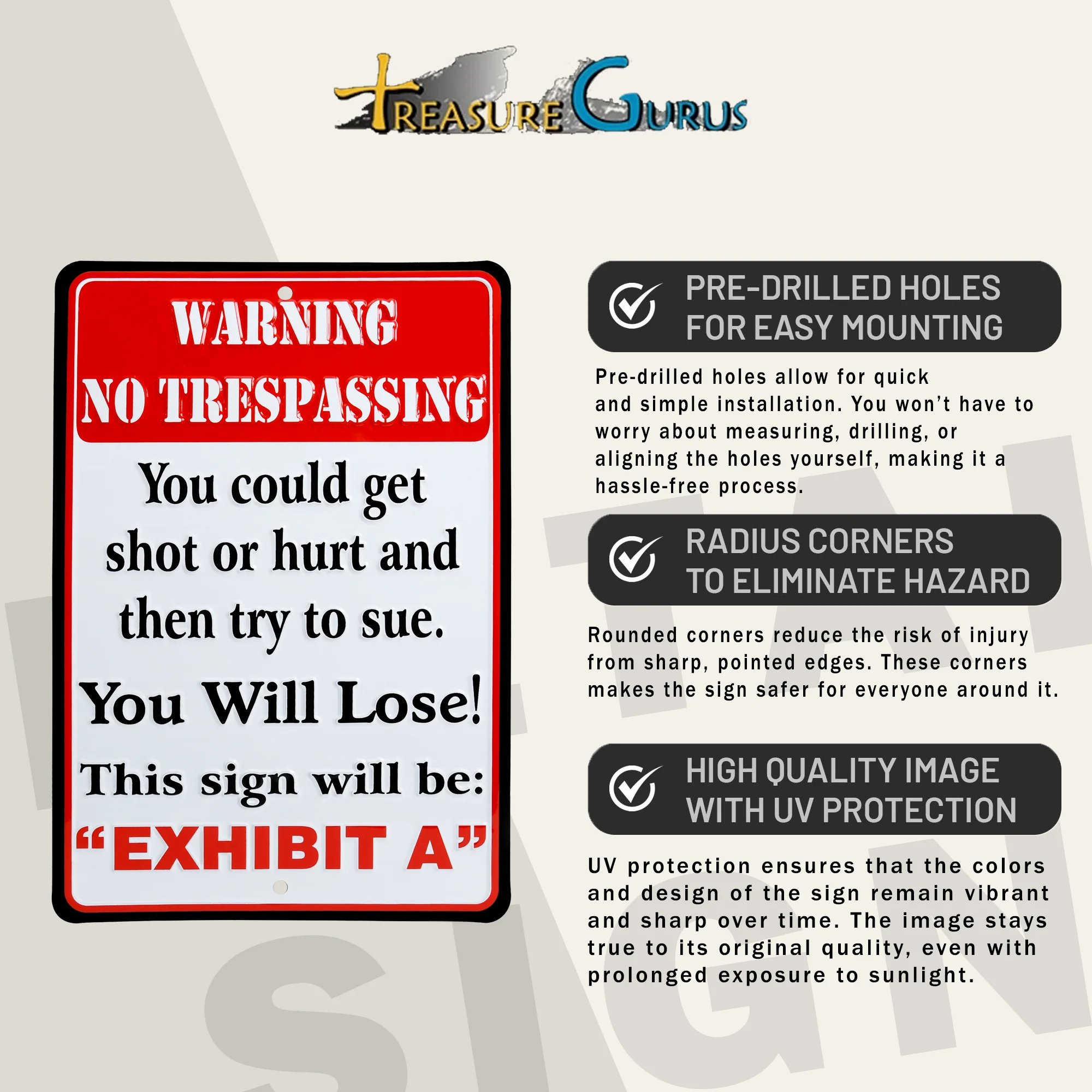Metal No Trespassing You Could Get Shot Funny Sign Man Cave Posted Room Decor Ad - Image 4