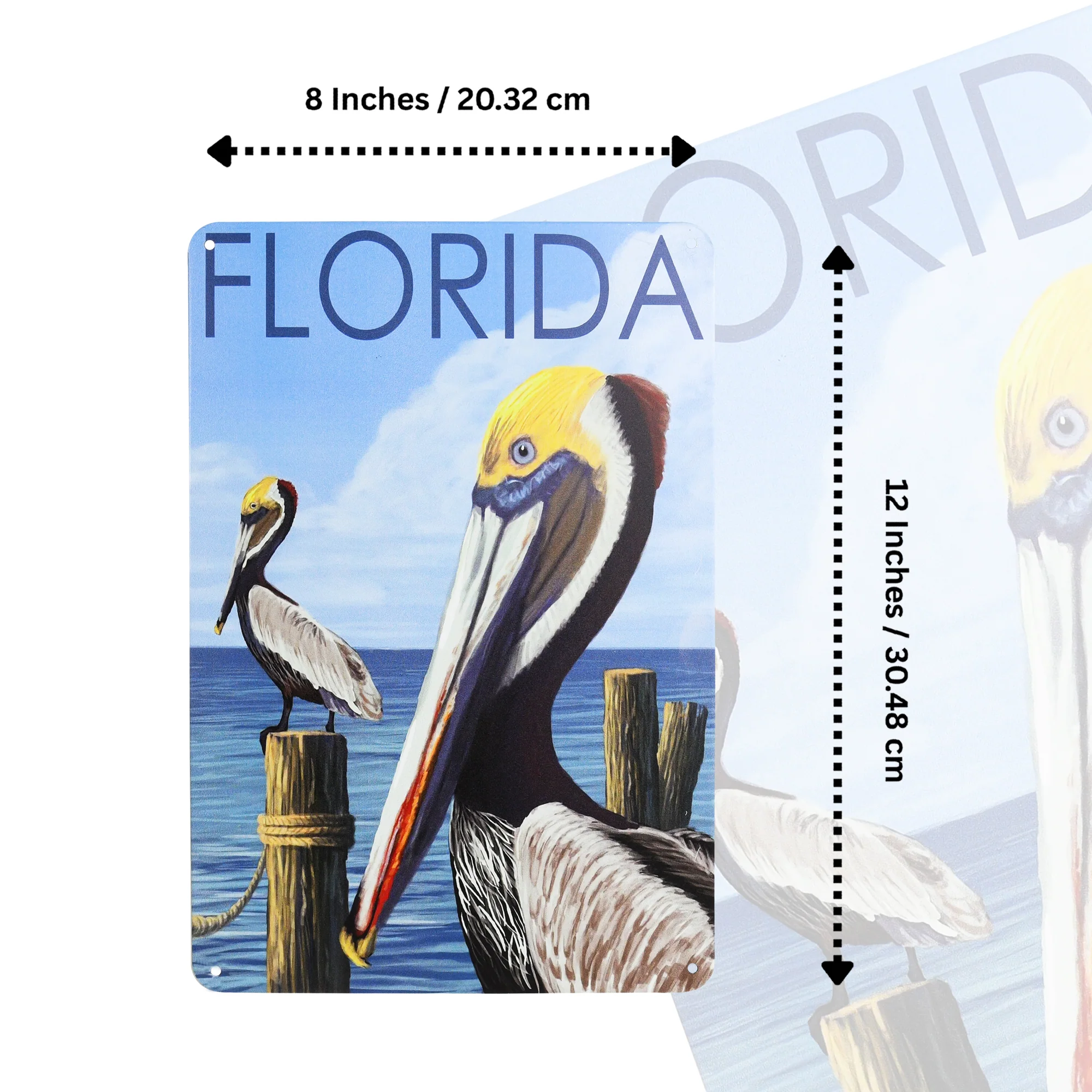 Metal Florida Pelican Sign Coastal Themed Wall Art for Office, Living Room Decor - Image 5