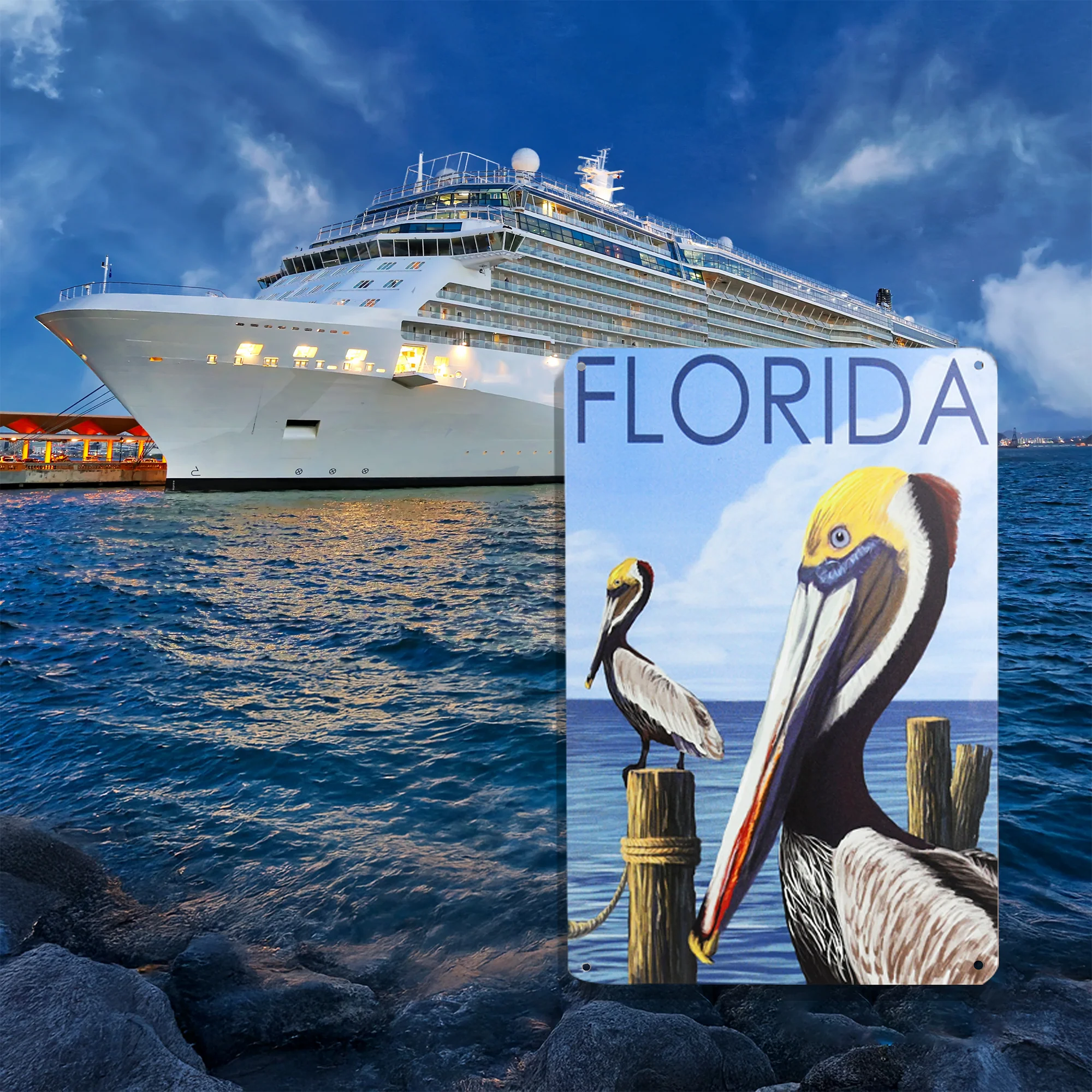 Metal Florida Pelican Sign Coastal Themed Wall Art for Office, Living Room Decor - Image 6