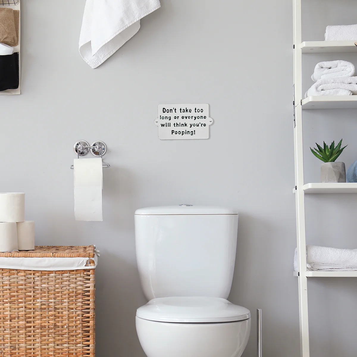 Metal Funny Dont Take Too Long Pooping Toilet Sign Bathroom Wall Art Home Decor - Image 4