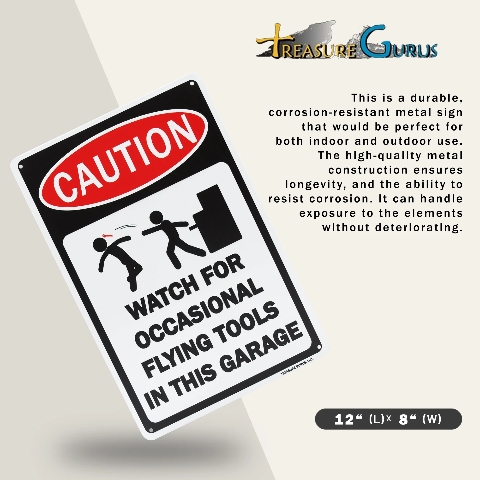 Metal Funny Wall Decor Caution Flying Tools in This Garage Wall Sign Mechanic - Image 2