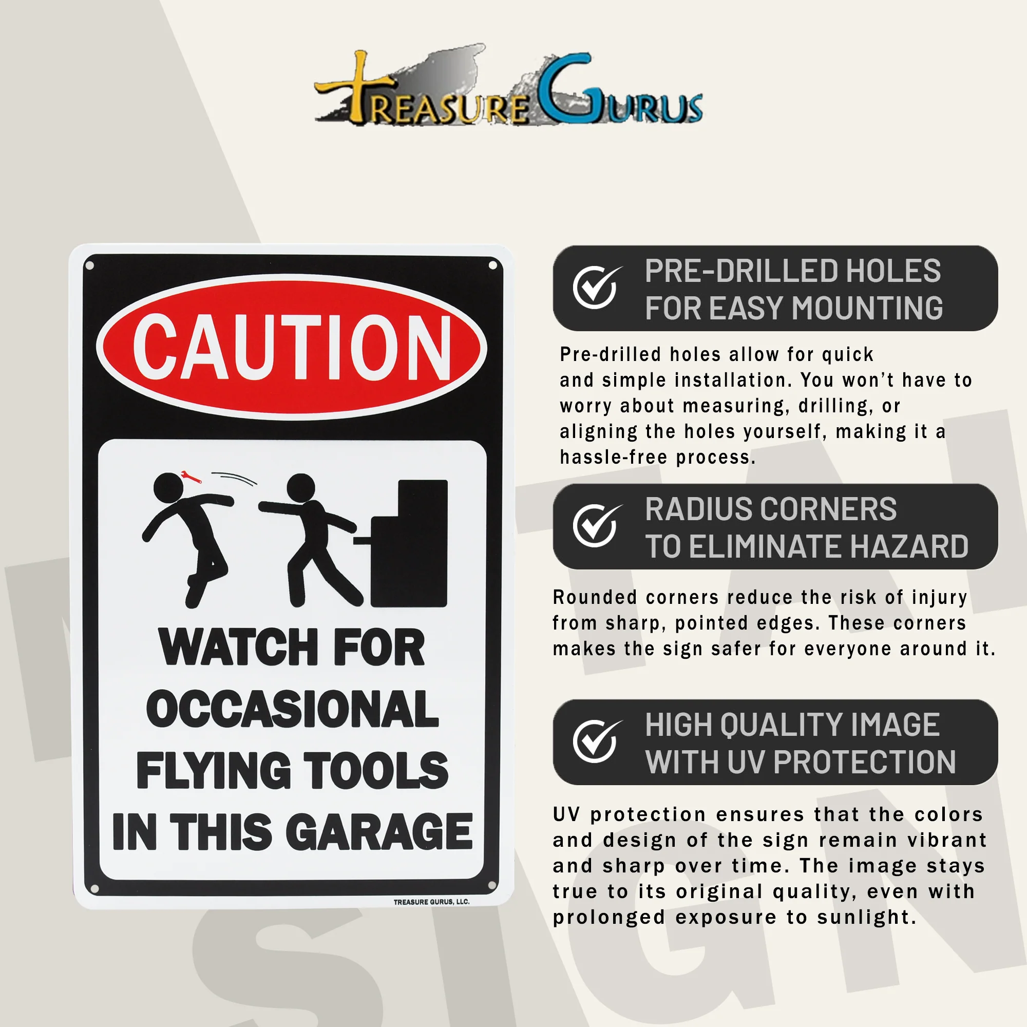 Metal Funny Wall Decor Caution Flying Tools in This Garage Wall Sign Mechanic - Image 3
