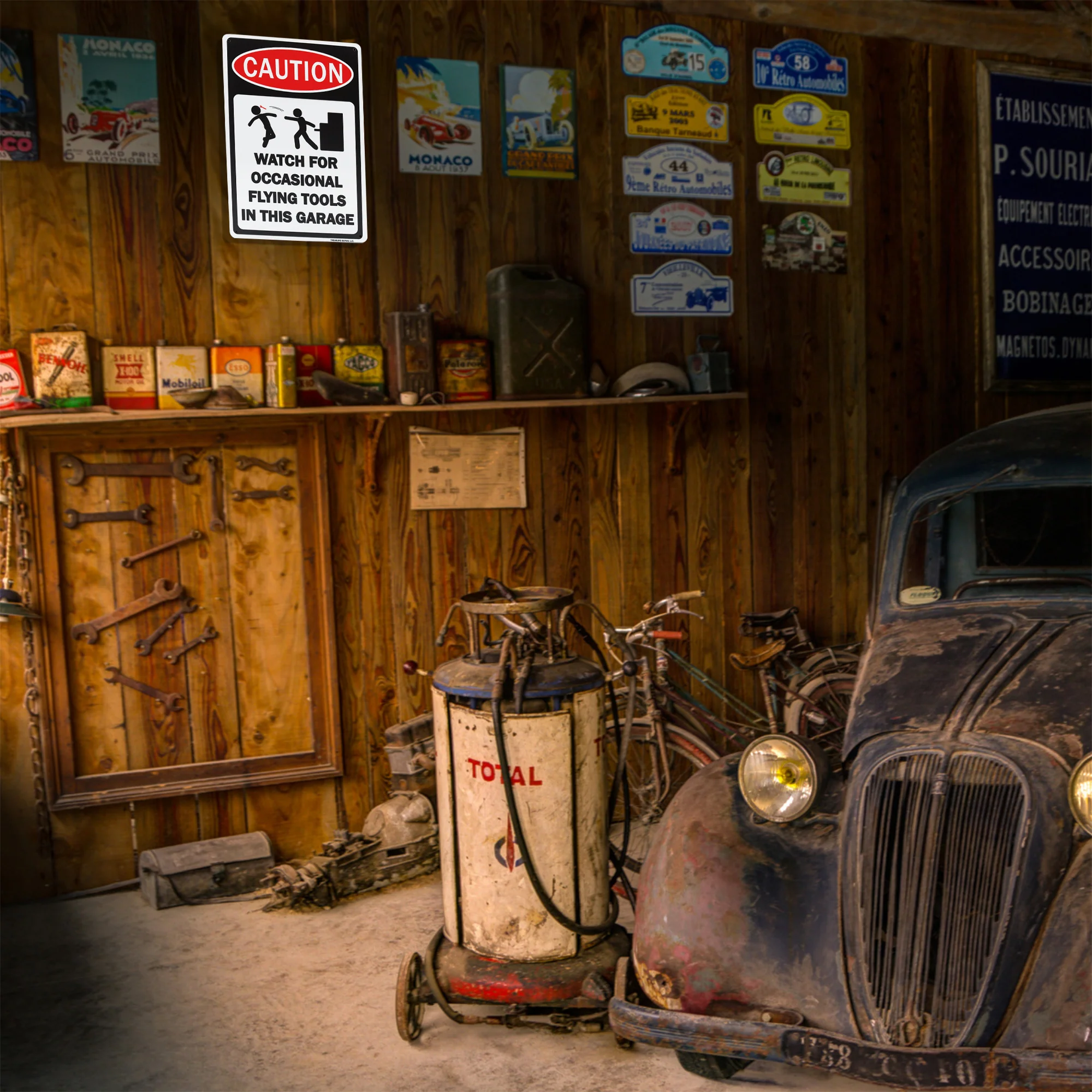 Metal Funny Wall Decor Caution Flying Tools in This Garage Wall Sign Mechanic - Image 7