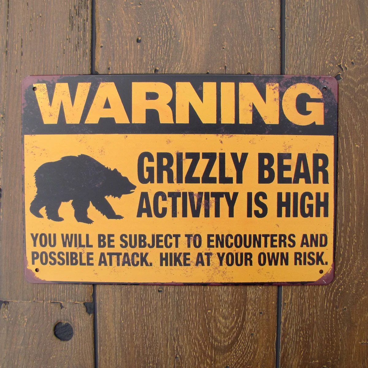 Metal Grizzly Bear Activity Warning Caution Wall Sign Outdoor Cabin Garage Decor - Image 4