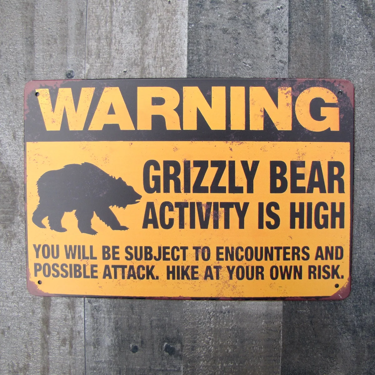 Metal Grizzly Bear Activity Warning Caution Wall Sign Outdoor Cabin Garage Decor - Image 5