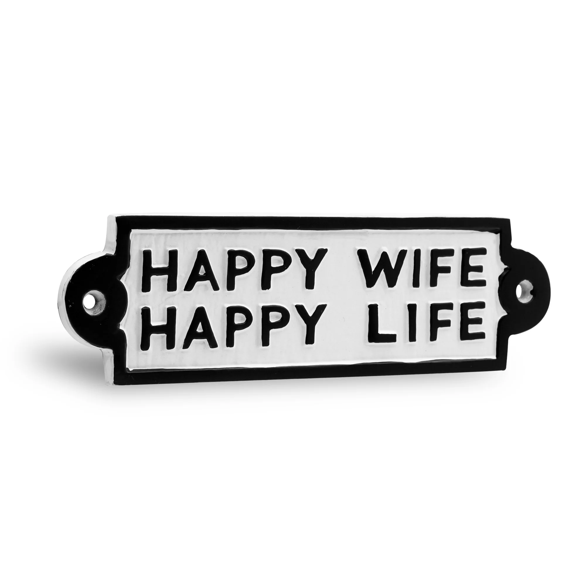 Cast Iron Happy Wife Happy Life Sign Home Decor Porch or Garage Metal Wall Art