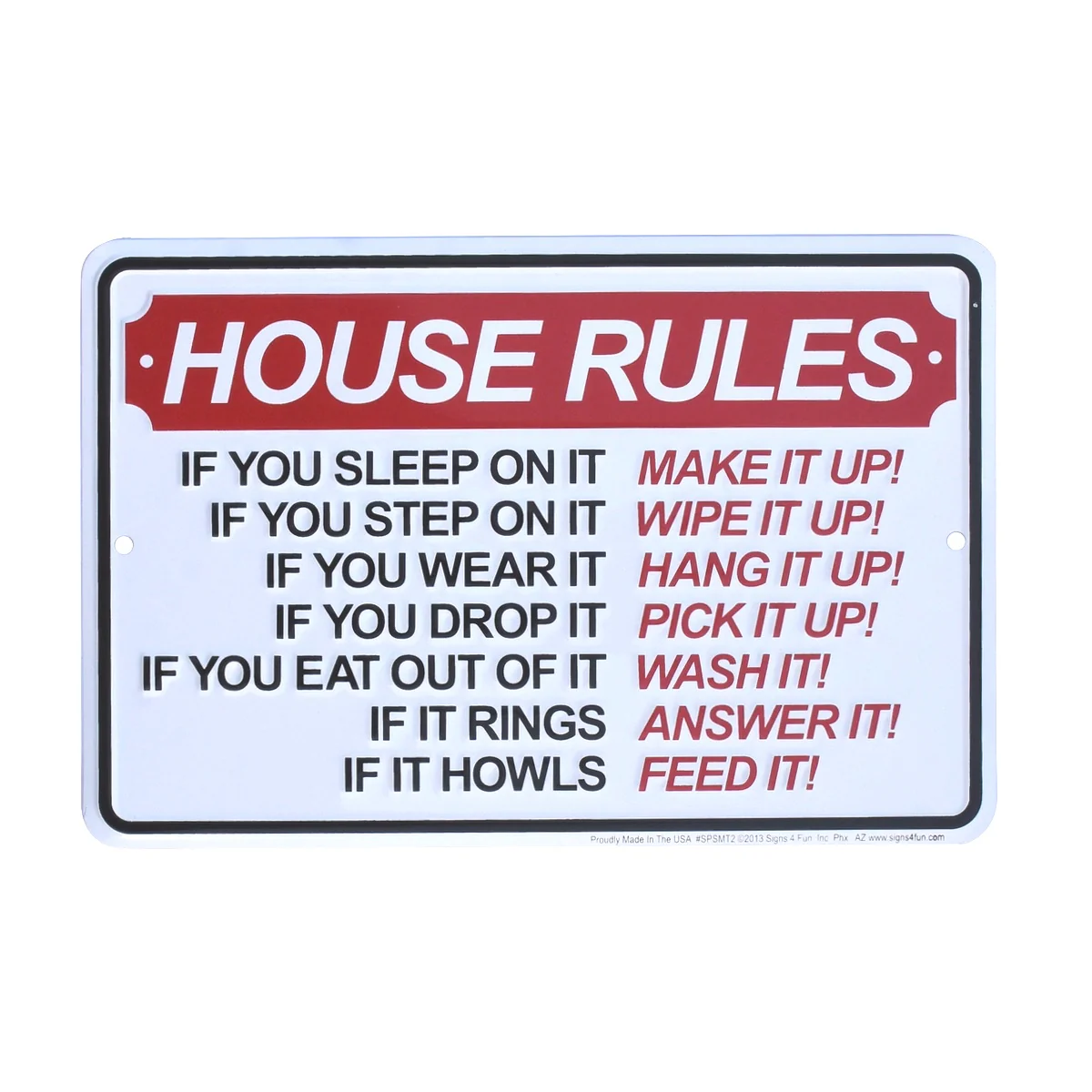Metal House Rules Sign Kitchen Living Room Wall Art Guest Tiny Rental Home Decor
