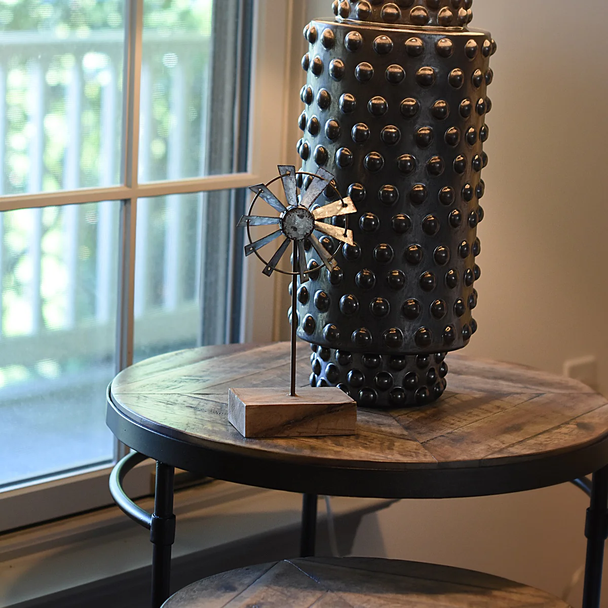 Metal Mini Windmill Kinetic Wind Spinner Farmhouse Living Room Shelf Home Decor - Image 3