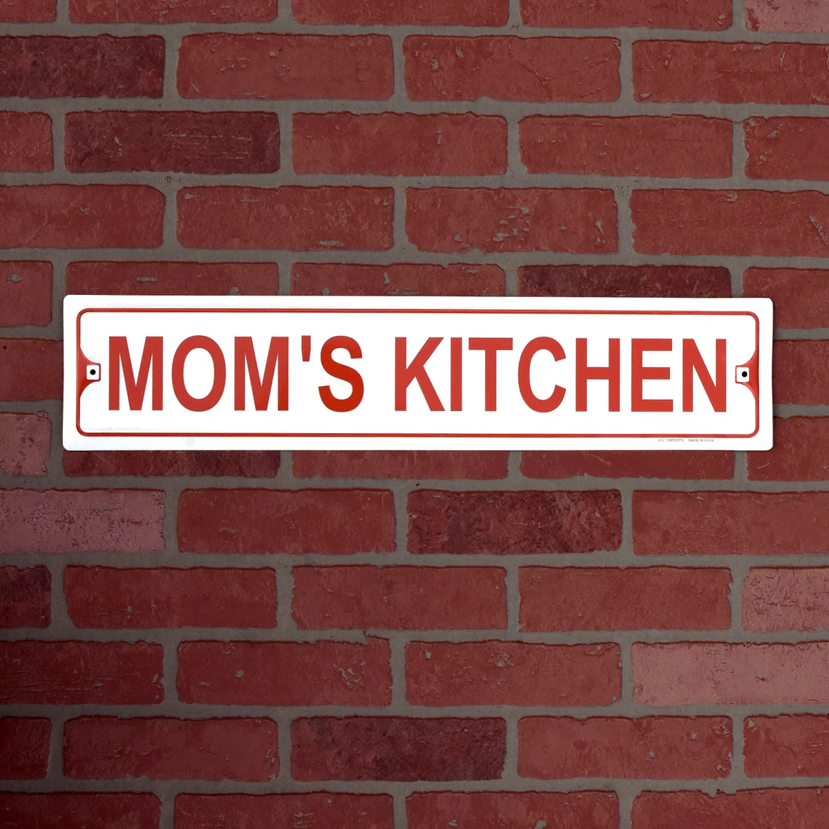 Metal Mom's Kitchen Red Lettering Country Plaque Farmhouse Wall Art Home Decor - Image 2
