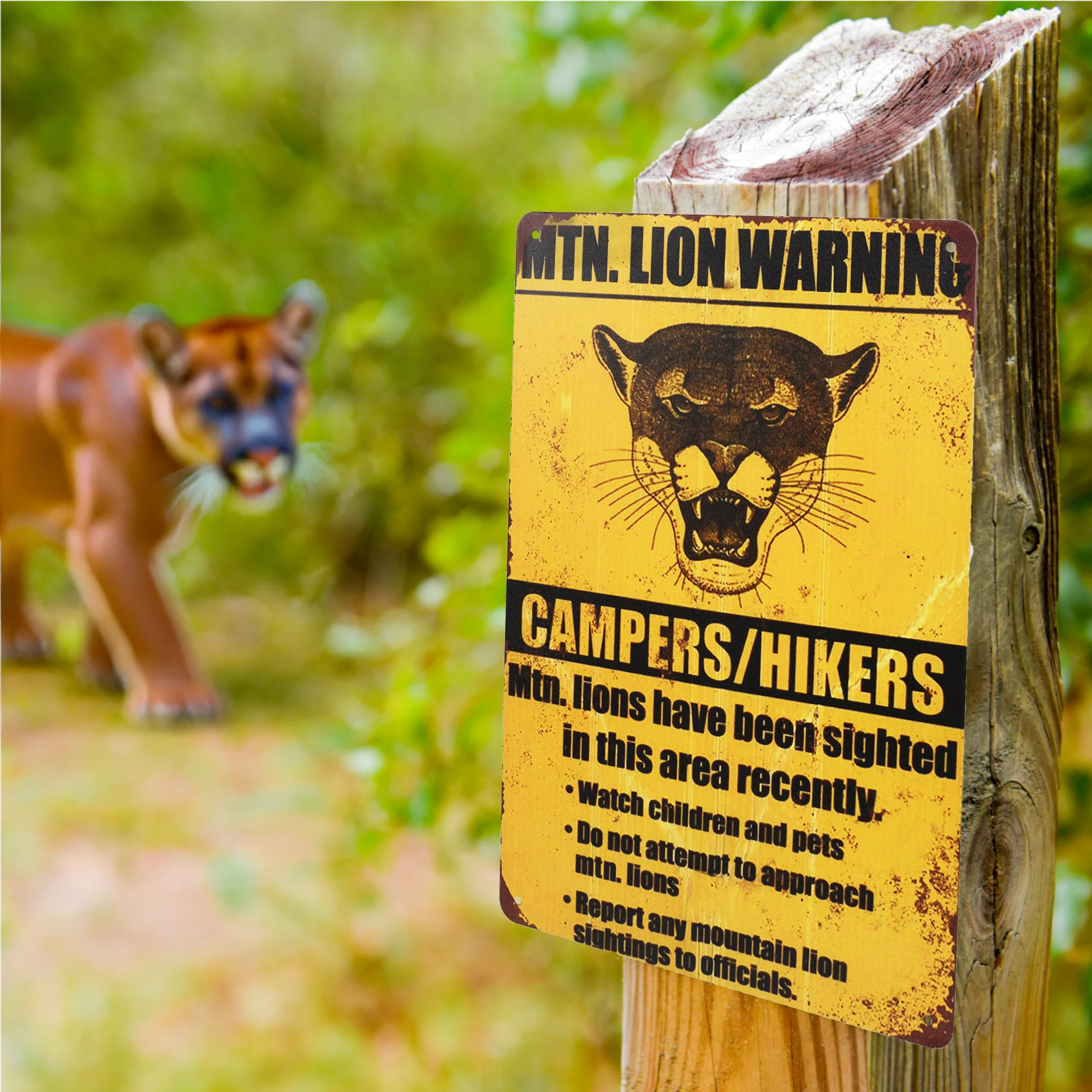 Metal Mountain Lion Warning Sign Metal Wall Art Tin Posters for Yard or Cabin - Image 7