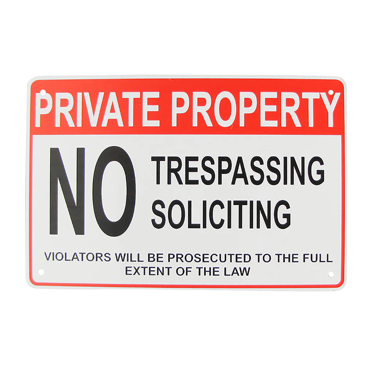 Metal No Soliciting Violators Prosecuted Private Property Dont Trespass Tin Sign