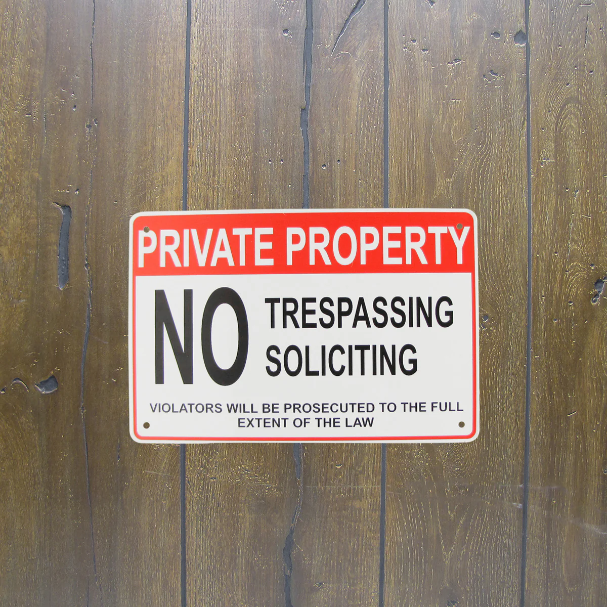 Metal No Soliciting Violators Prosecuted Private Property Dont Trespass Tin Sign - Image 2