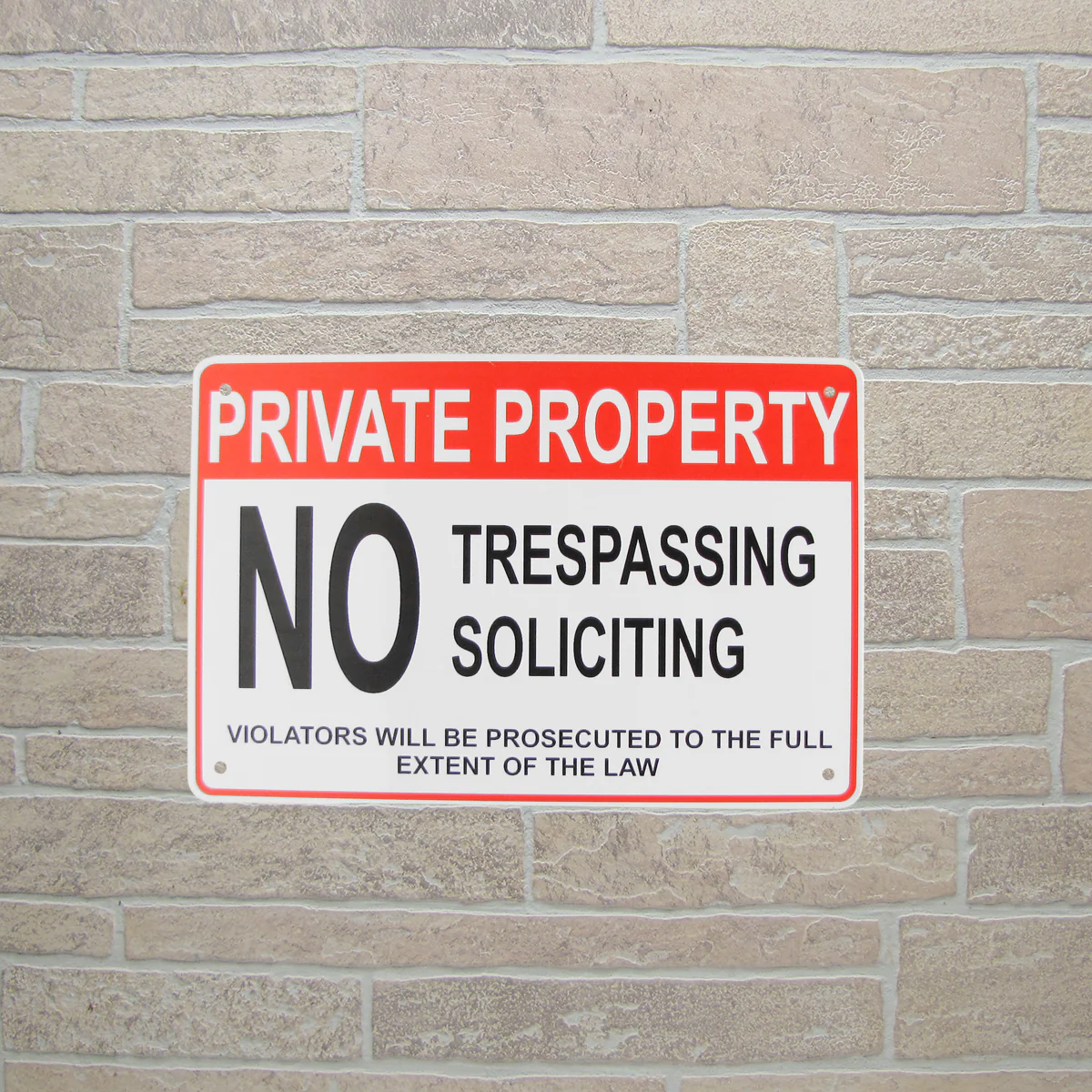 Metal No Soliciting Violators Prosecuted Private Property Dont Trespass Tin Sign - Image 3