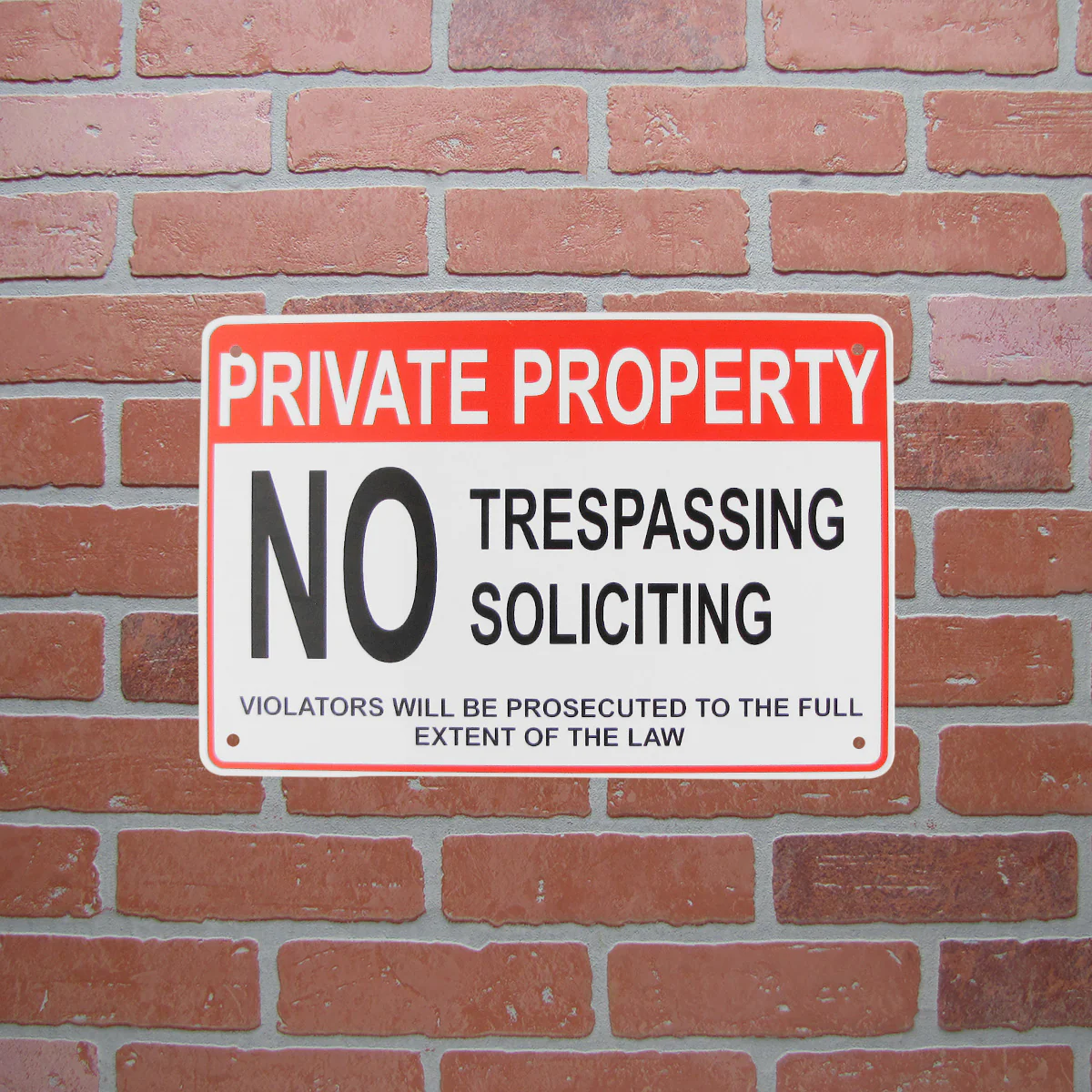 Metal No Soliciting Violators Prosecuted Private Property Dont Trespass Tin Sign - Image 4