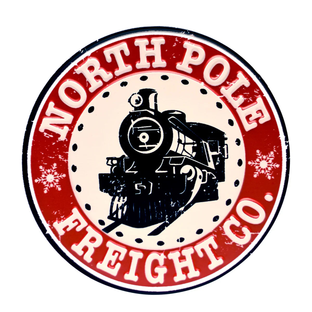 Metal North Pole Freight Co Train Sign Indoor Tin Wall Art Christmas Home Decor