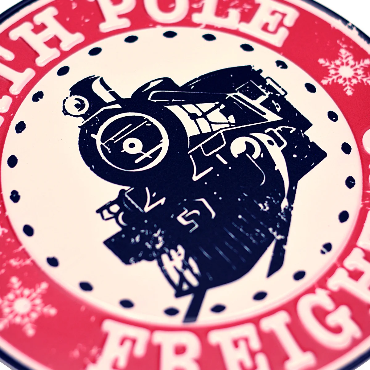 Metal North Pole Freight Co Train Sign Indoor Tin Wall Art Christmas Home Decor - Image 2