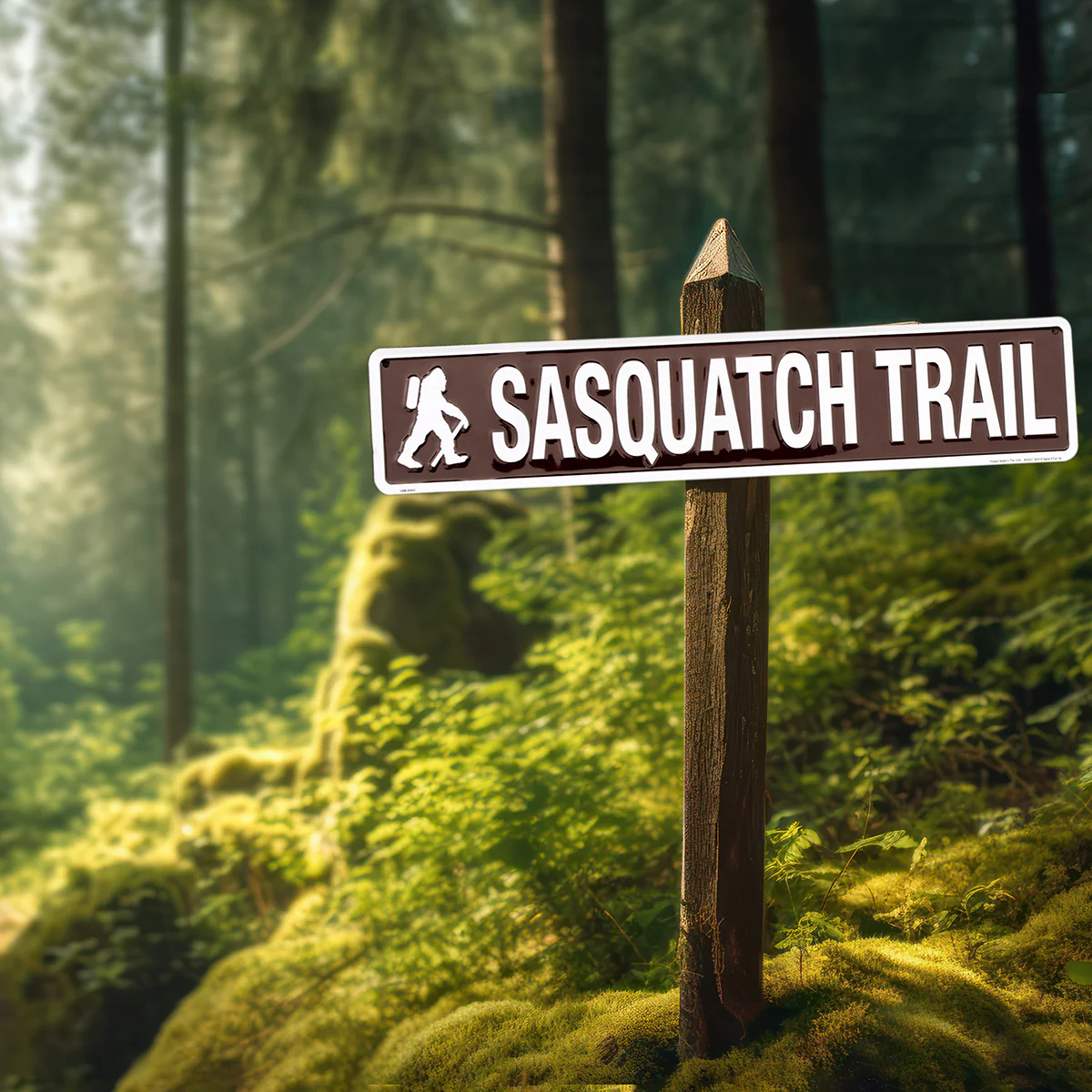 Metal Sasquatch Trail Road Street Sign Rustic Bigfoot Cabin Man Cave Wall Decor - Image 5