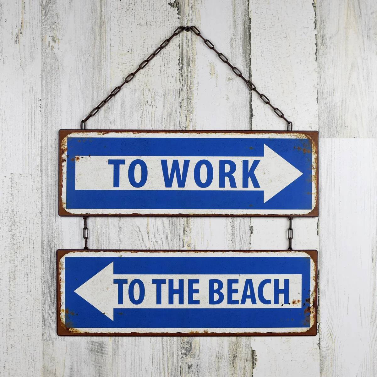 Metal To Work Beach Tin Arrow Sign Nautical Ocean Coastal Room Wall Home Decor - Image 3