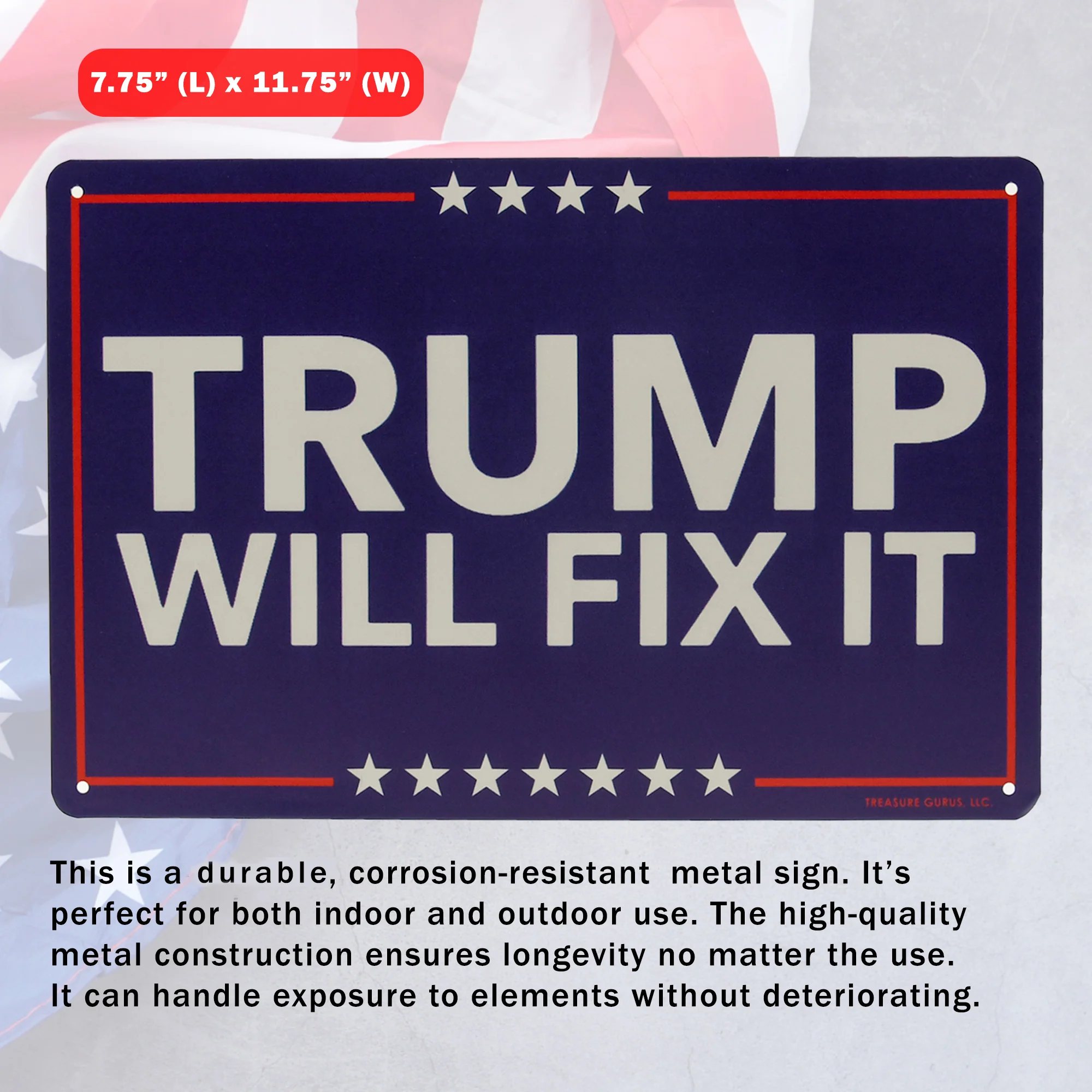 Metal Trump Will Fix It Sign Funny Signs for Garage, Patio Outdoor Porch Decor - Image 2