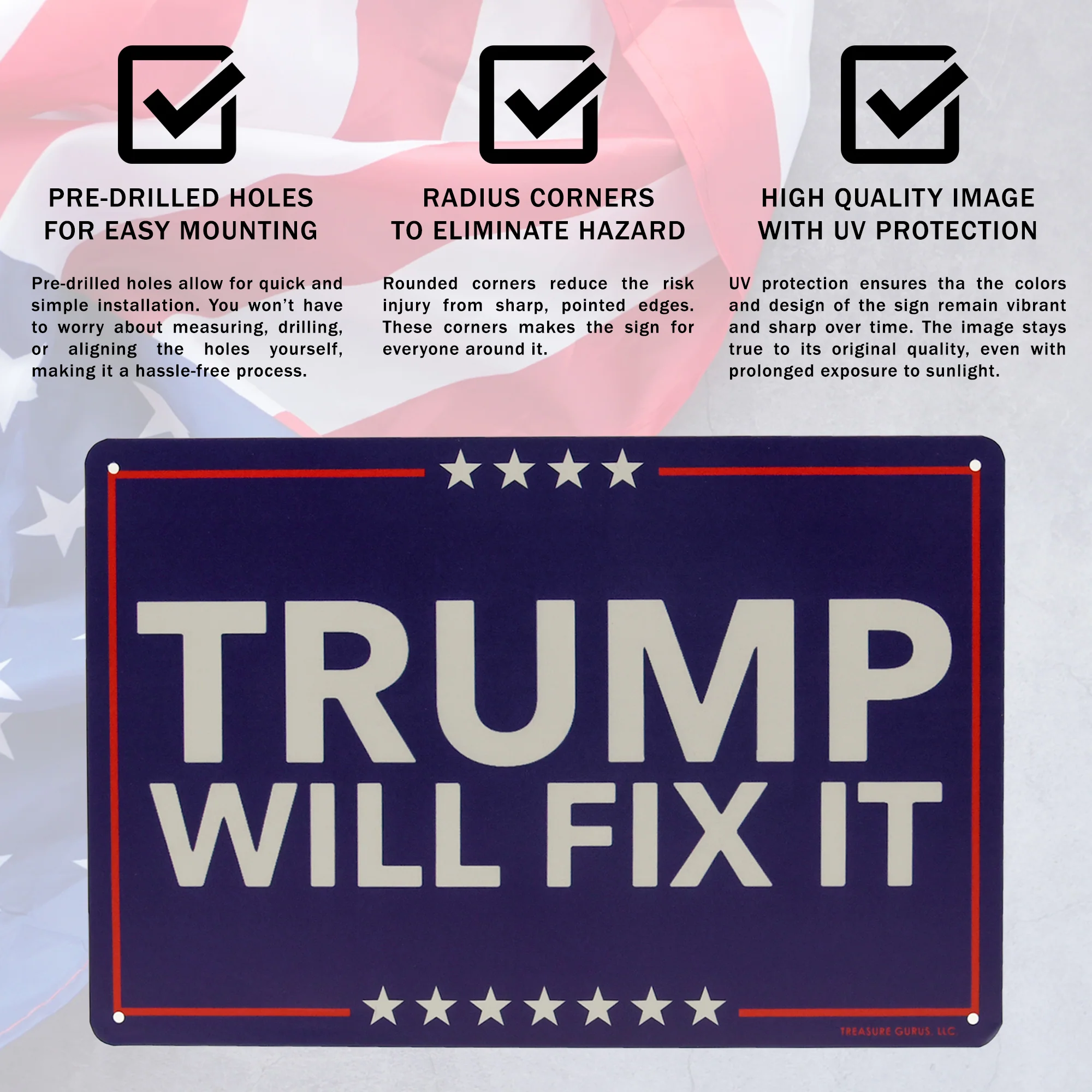 Metal Trump Will Fix It Sign Funny Signs for Garage, Patio Outdoor Porch Decor - Image 3