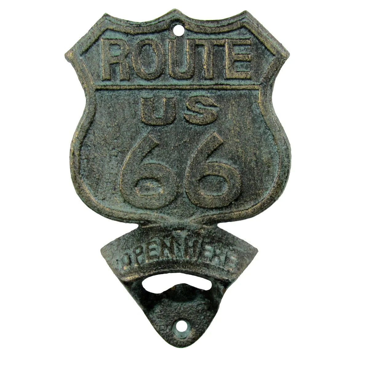Metal US Route 66 Beer Soda Bottle Cap Opener Wall Mount Rustic Bar Pub Decor