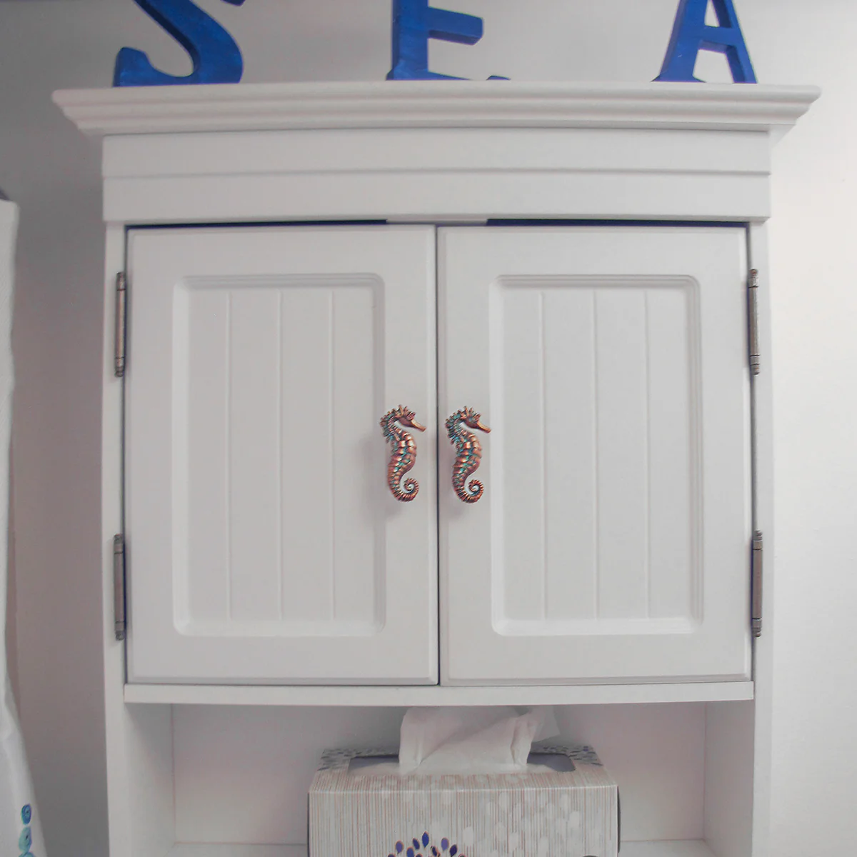 Metal Verdigris Seahorse Cabinet Dresser Drawer Knob Pull Hardware Beach Decor - Image 4