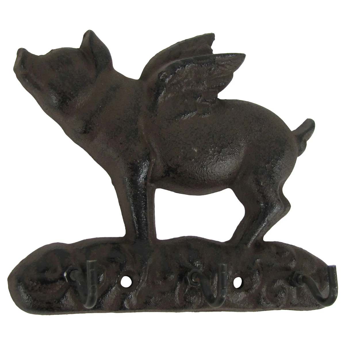 Metal Wall Mount Flying Pig Key Ring Holder - Image 2