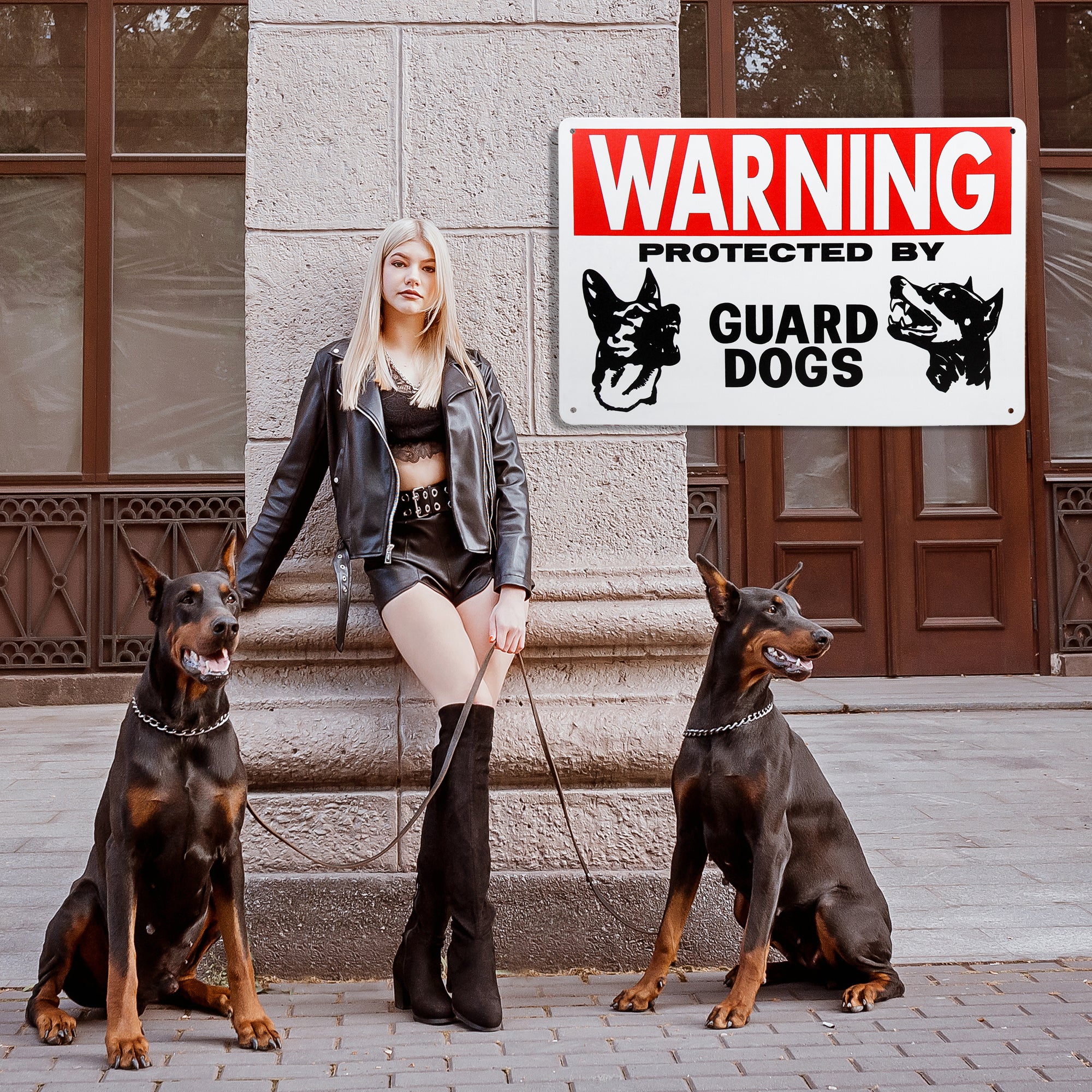 Guard Dogs Metal Warning Wall Decor Outdoor Security Sign for Yard Fence or Door - Image 6