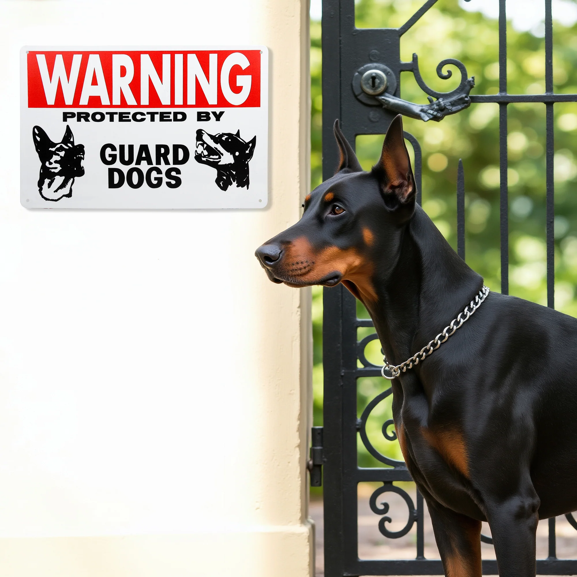 Guard Dogs Metal Warning Wall Decor Outdoor Security Sign for Yard Fence or Door - Image 8