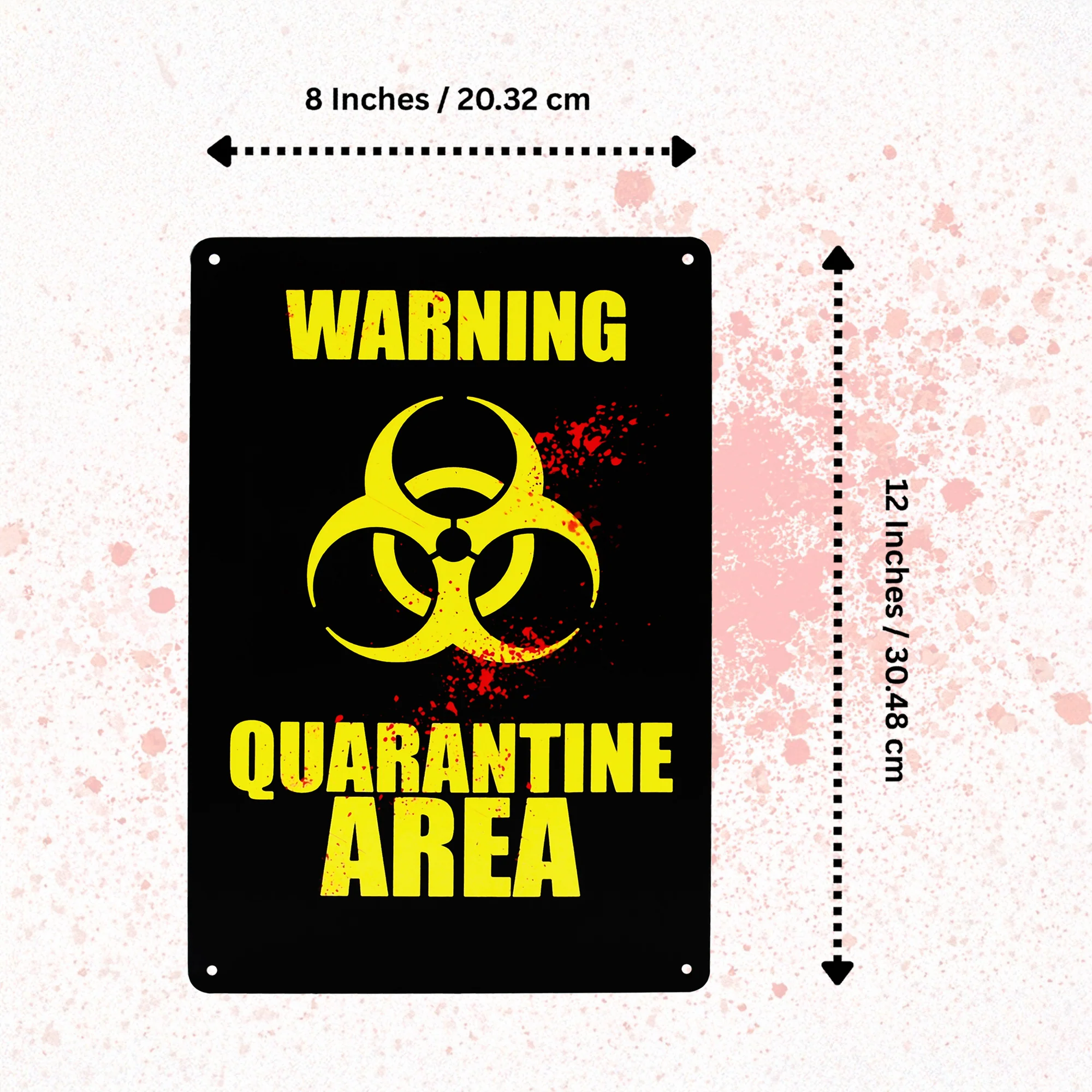 Warning Quarantine Area Metal Haunted House Wall Art Sign Halloween Decorations - Image 5