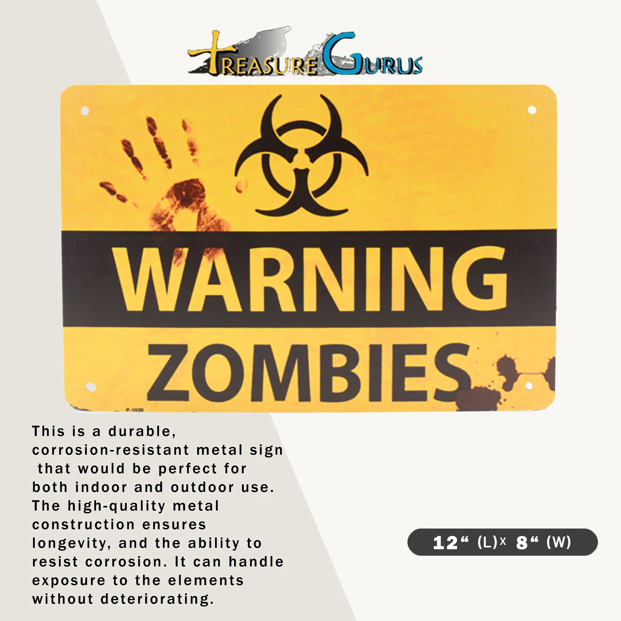 Metal Warning Zombies Wall Decor Sign Haunted House Halloween Decorations Indoor - Image 2