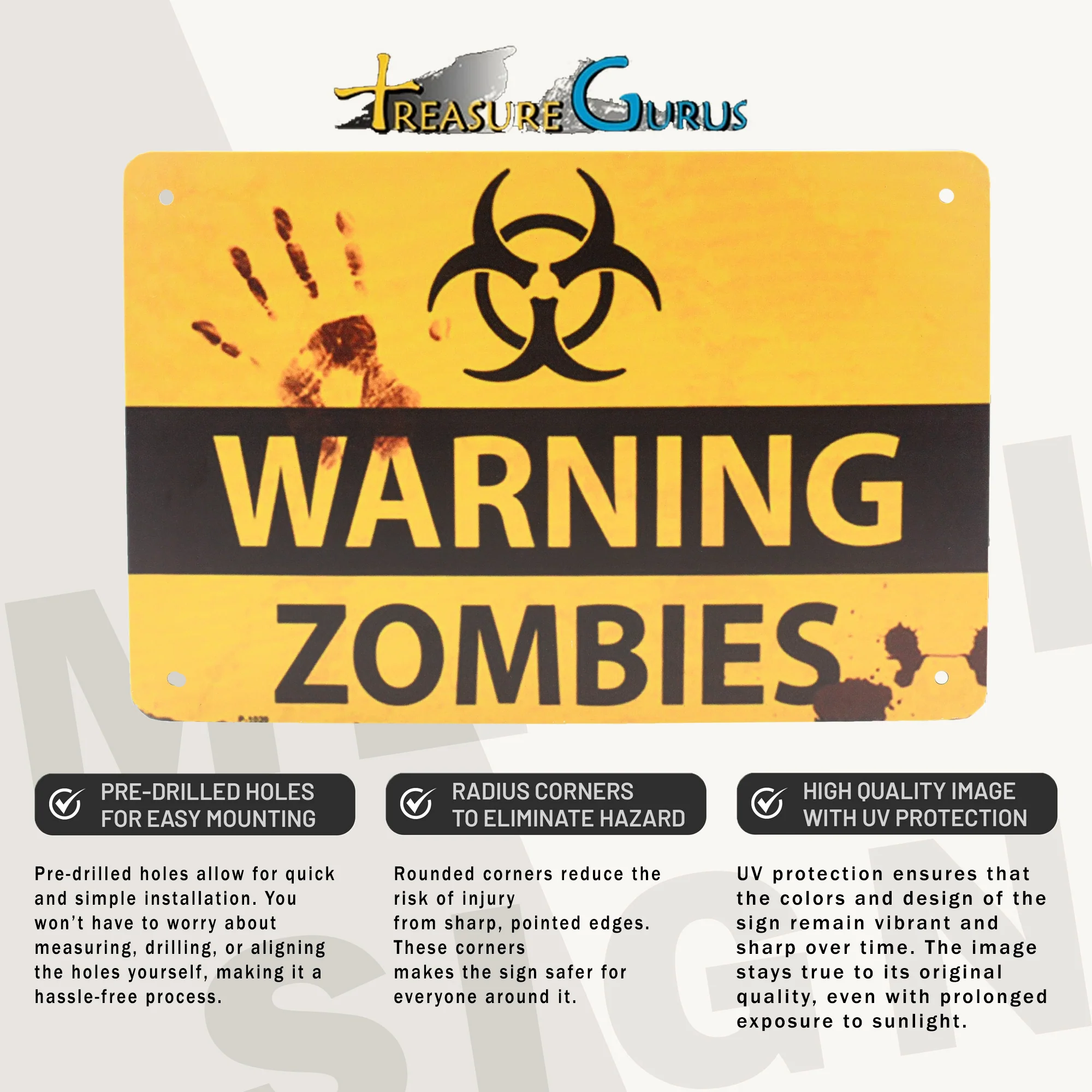 Metal Warning Zombies Wall Decor Sign Haunted House Halloween Decorations Indoor - Image 3