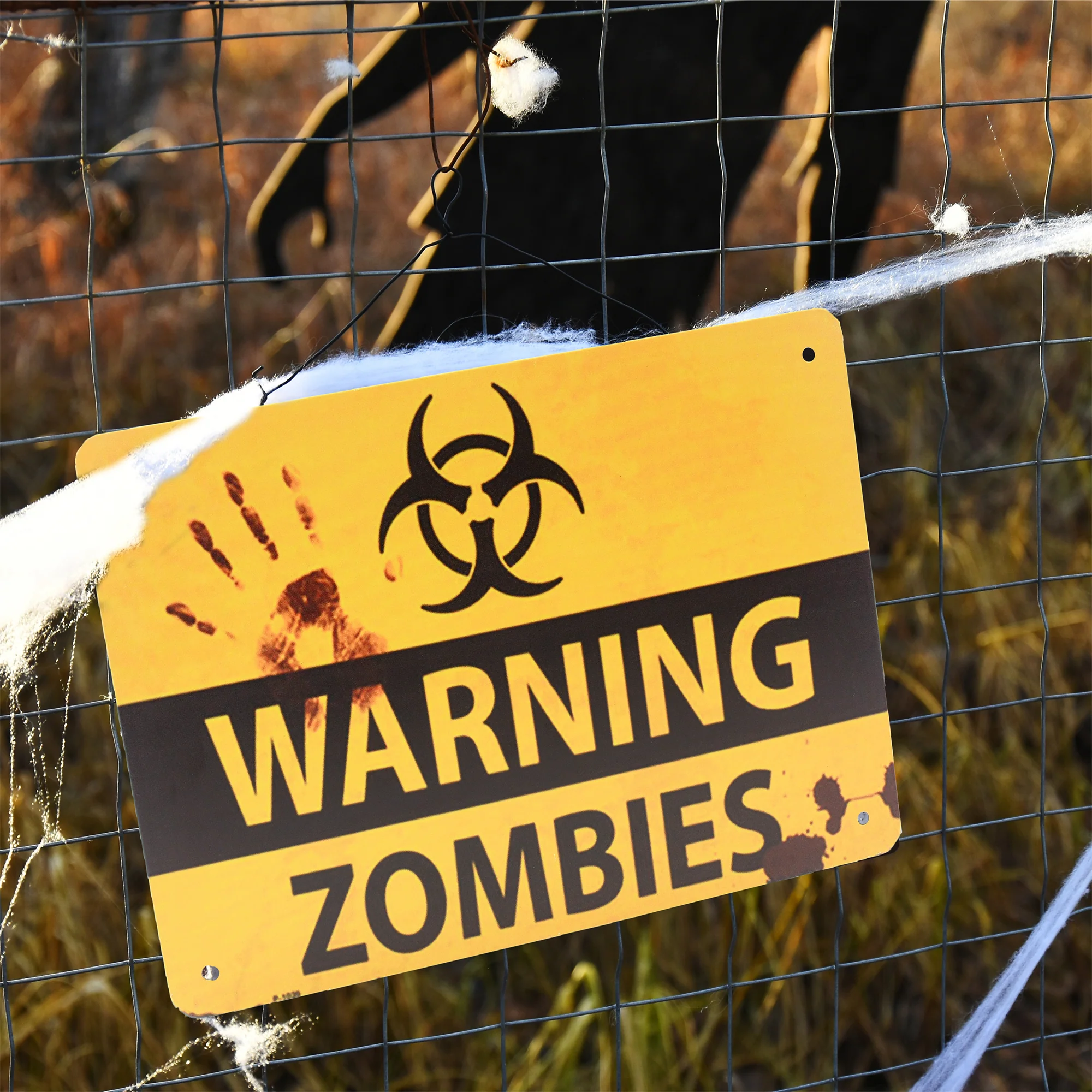 Metal Warning Zombies Wall Decor Sign Haunted House Halloween Decorations Indoor - Image 6