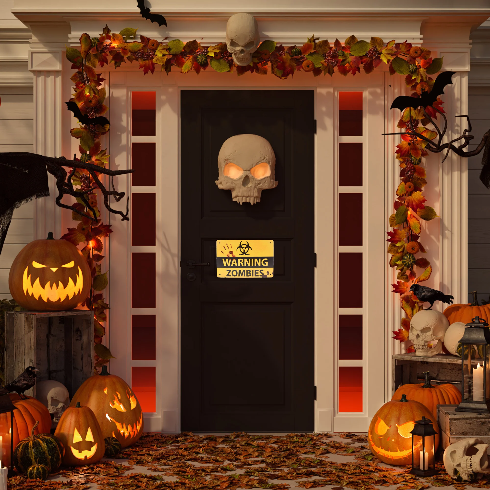 Metal Warning Zombies Wall Decor Sign Haunted House Halloween Decorations Indoor - Image 7