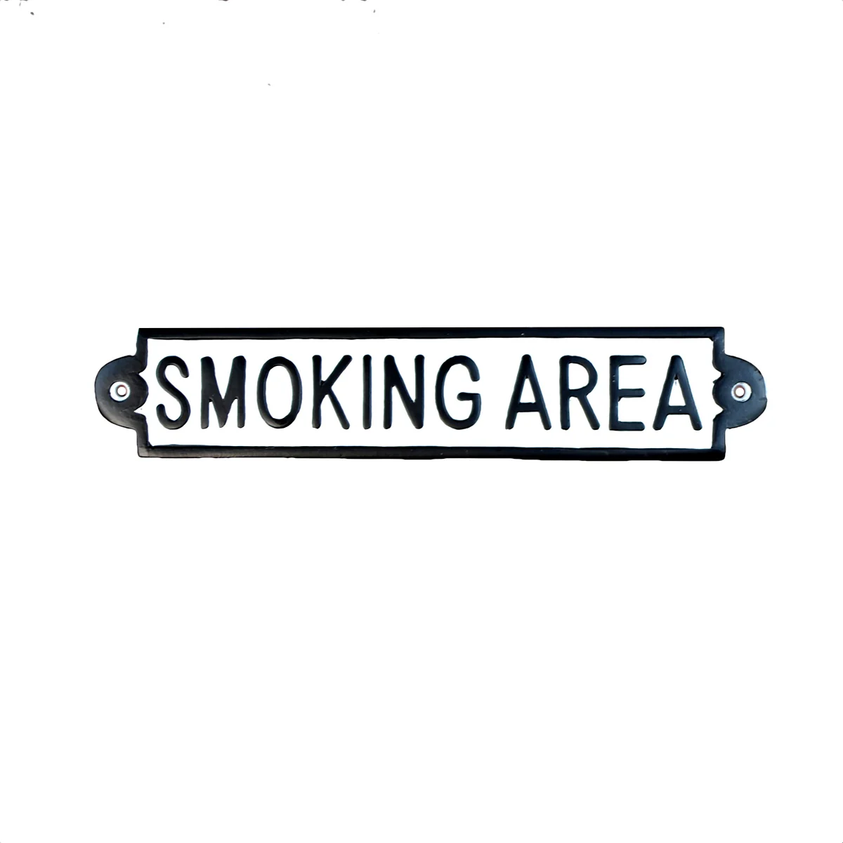 Metal White Smoking Area Door Sign Business Bar Shop Employees Wall Plaque Decor