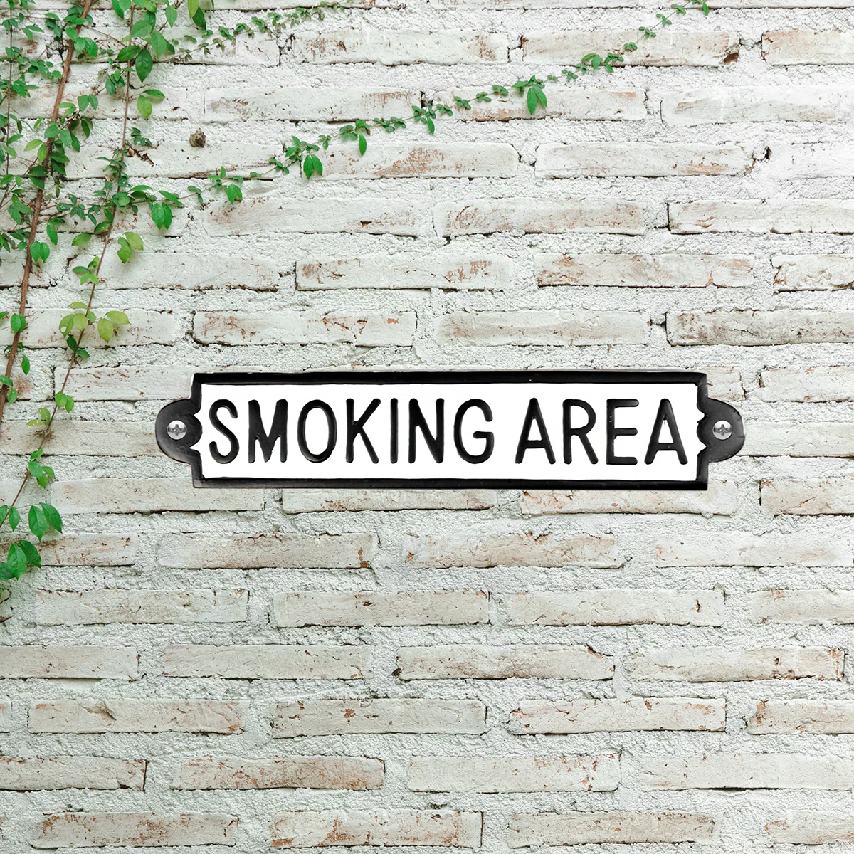 Metal White Smoking Area Door Sign Business Bar Shop Employees Wall Plaque Decor - Image 4